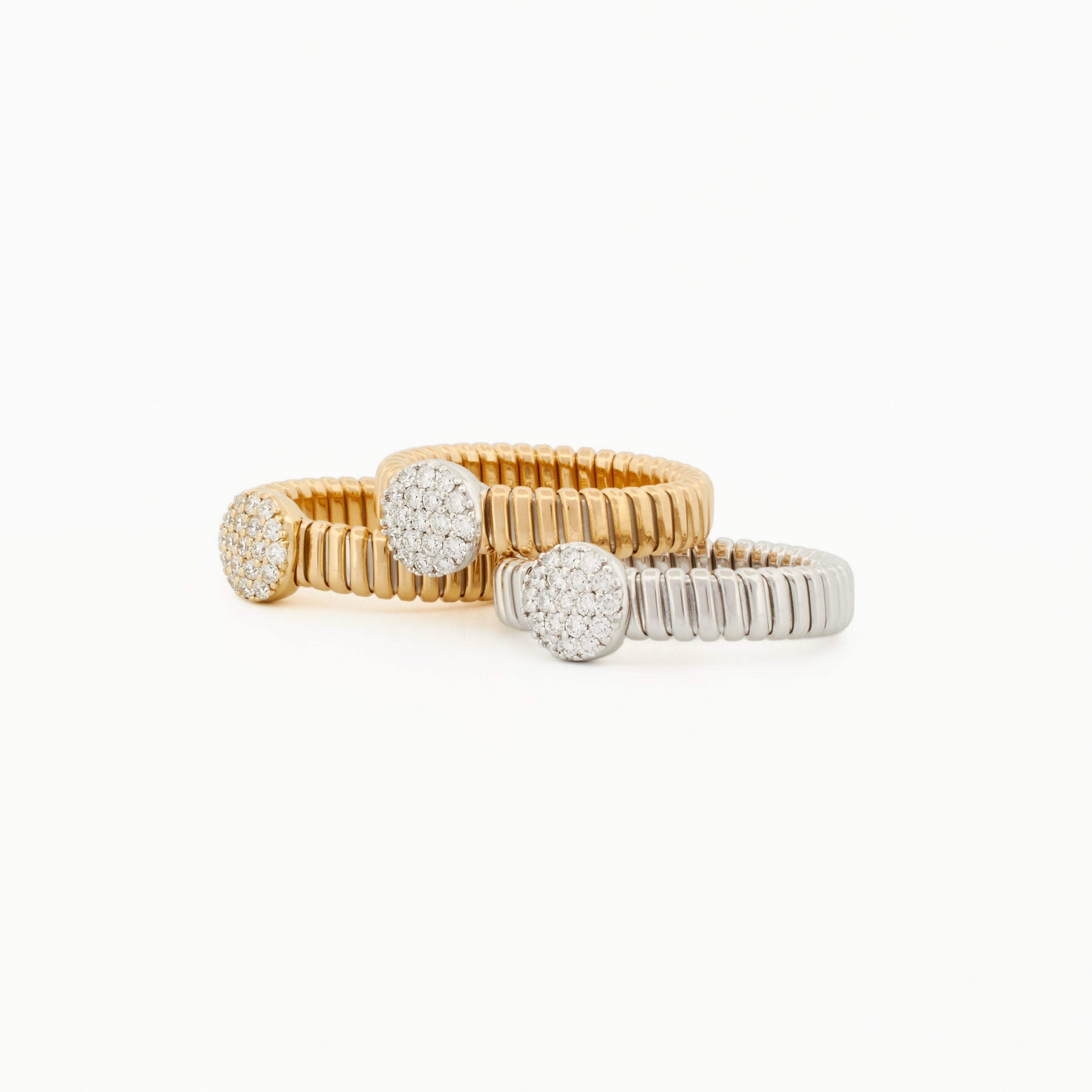 Everyday Tubogas Ring with Pavé Diamond Center