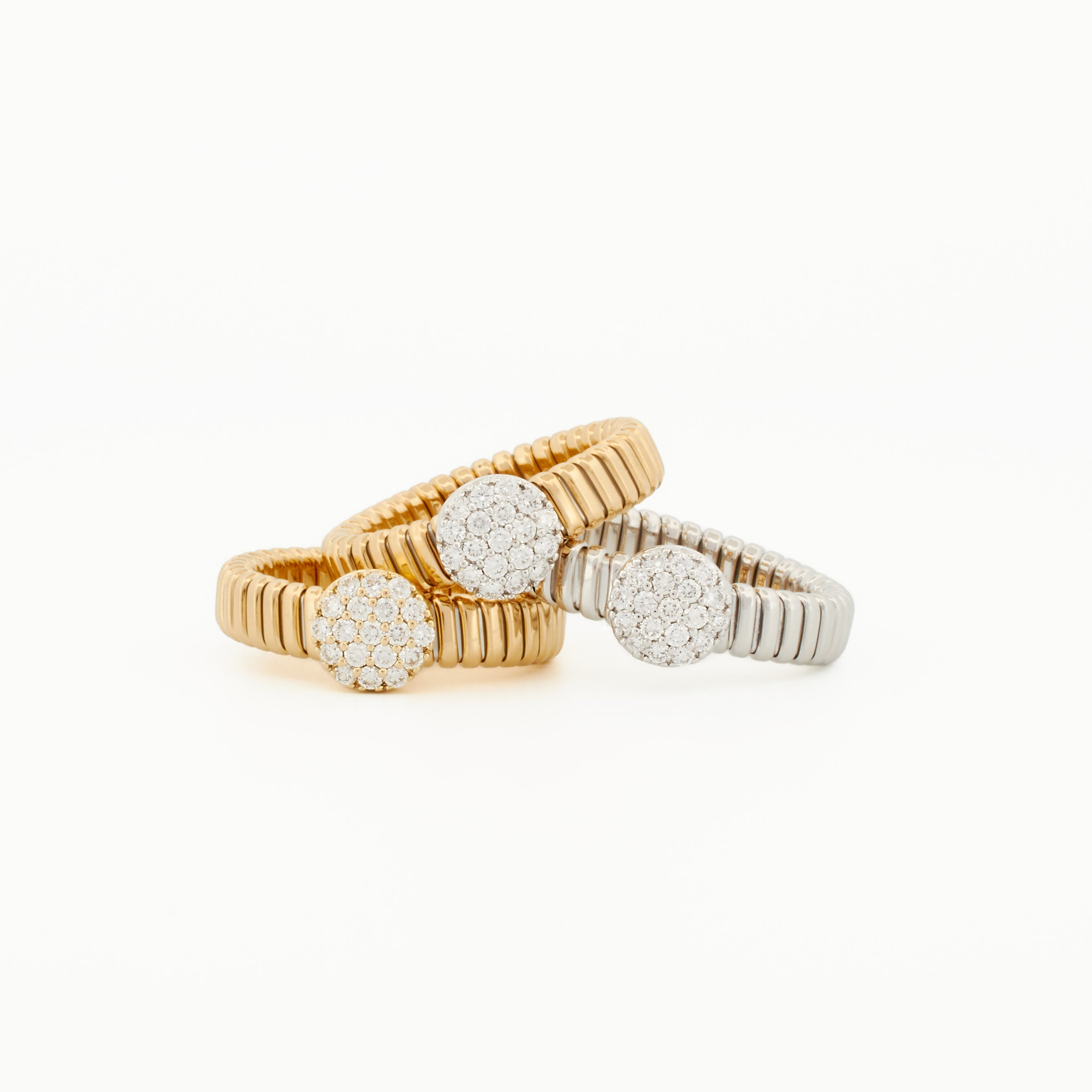 Everyday Tubogas Ring with Pavé Diamond Center