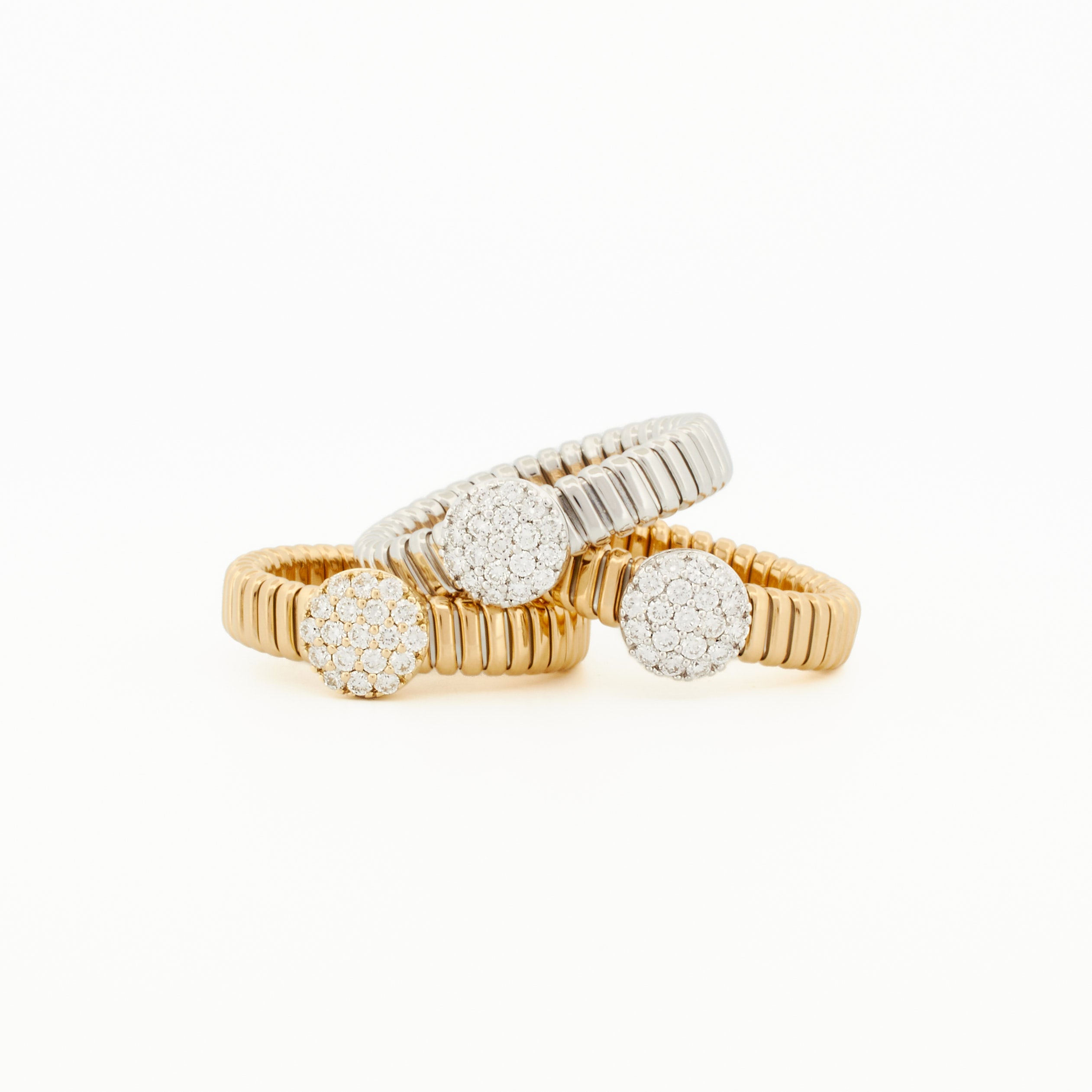 Everyday Tubogas Ring with Pavé Diamond Center