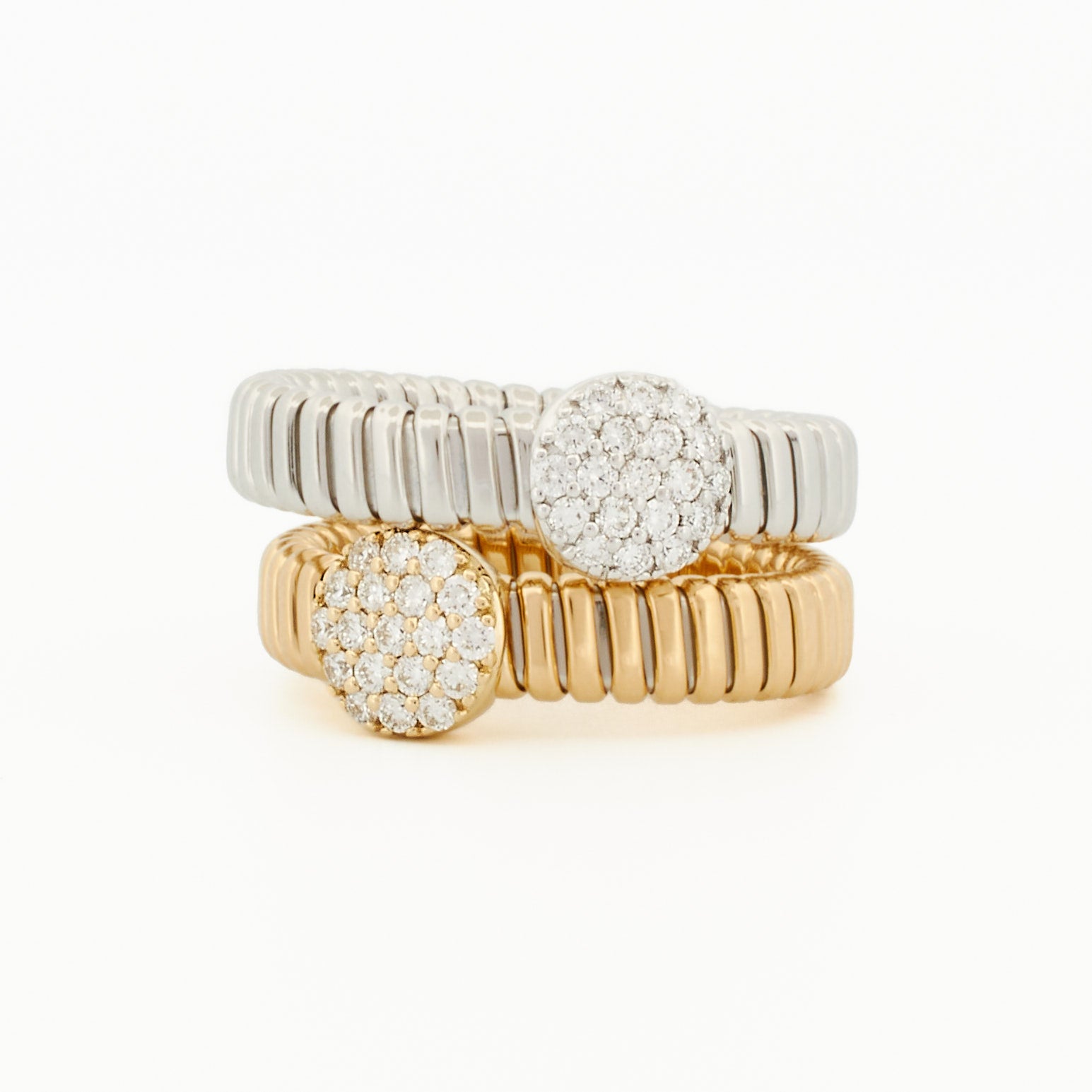 Everyday Tubogas Ring with Pavé Diamond Center
