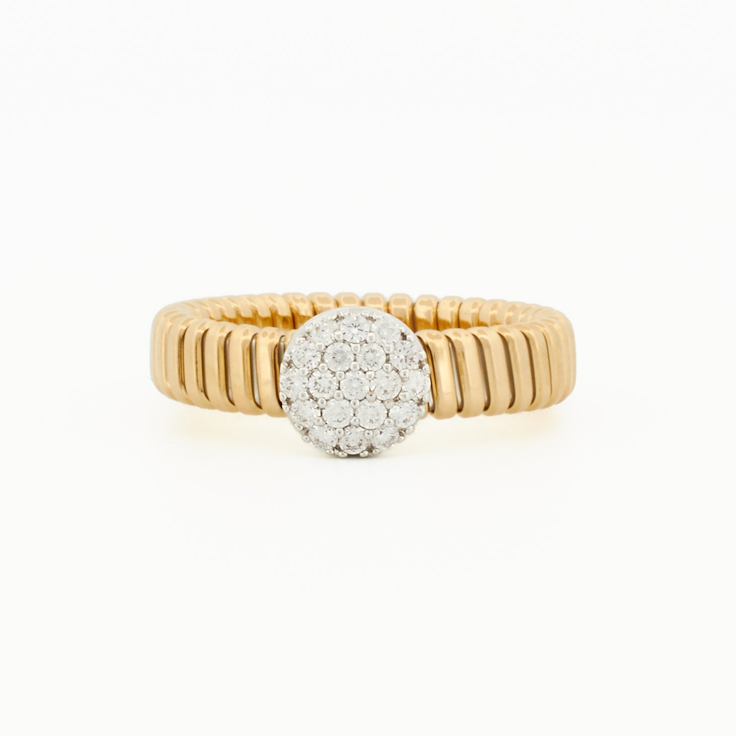Everyday Two-Tone Tubogas Ring With Pavé Diamond Center