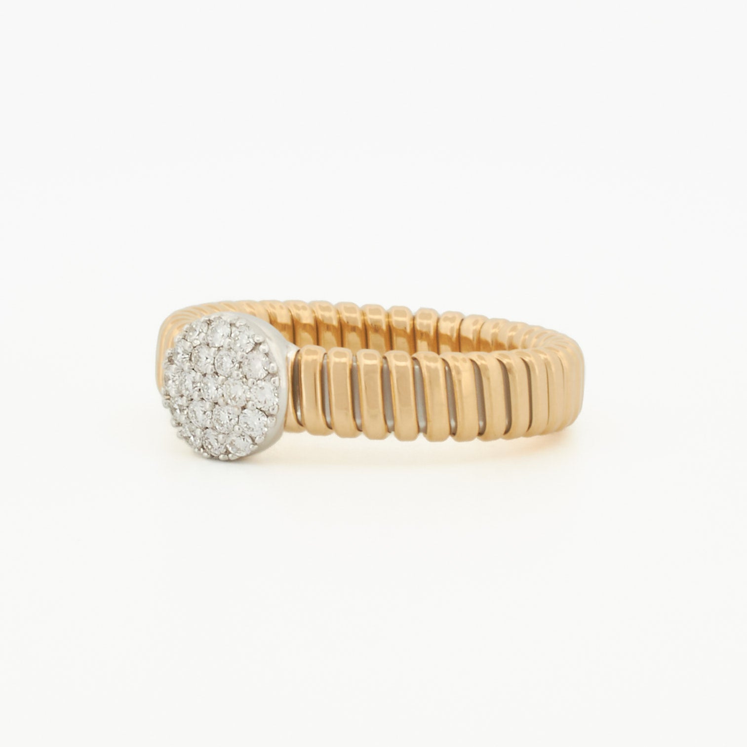 Everyday Two-Tone Tubogas Ring With Pavé Diamond Center