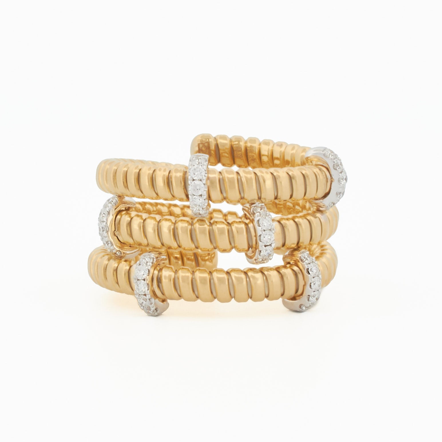 Coil Ring with Diamond Bar Accents