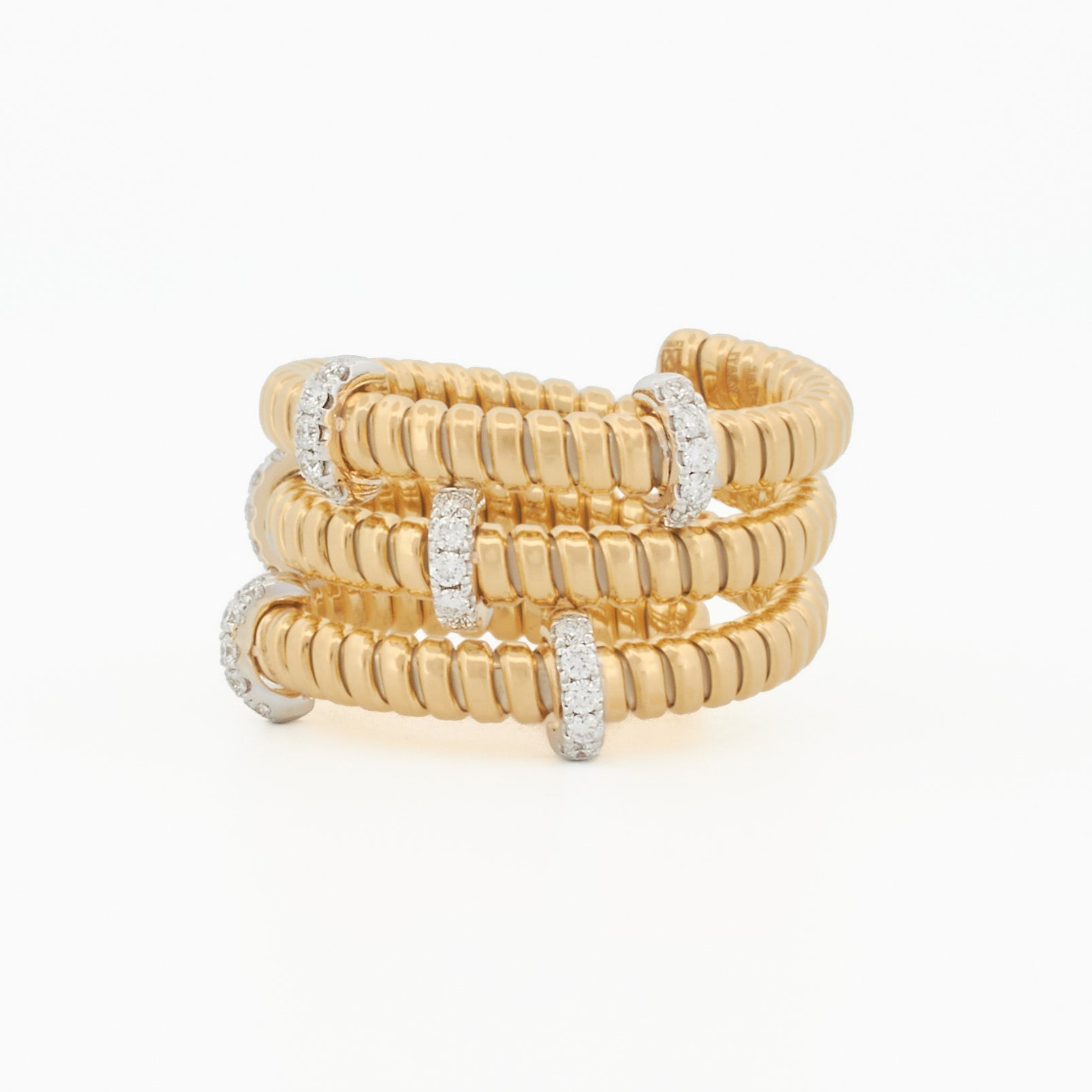 Coil Ring with Diamond Bar Accents