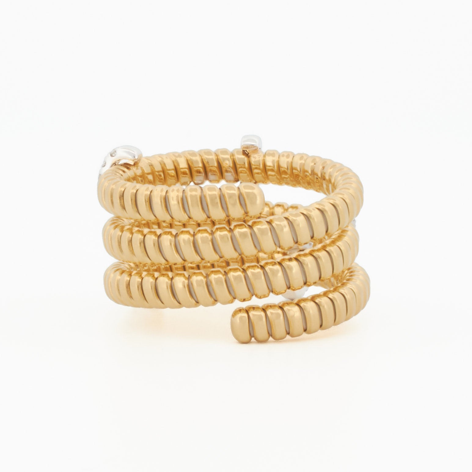 Coil Ring with Diamond Bar Accents