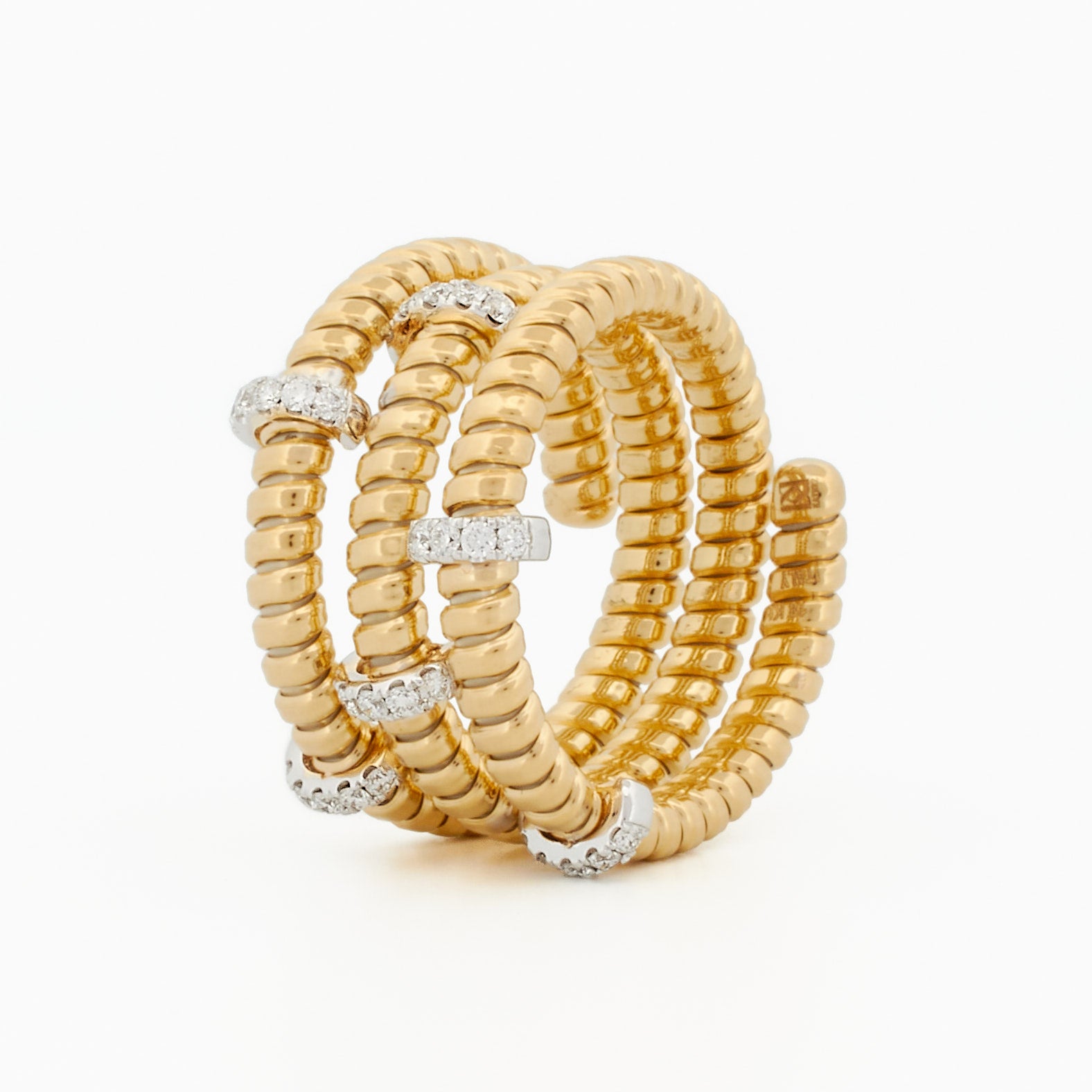 Coil Ring with Diamond Bar Accents