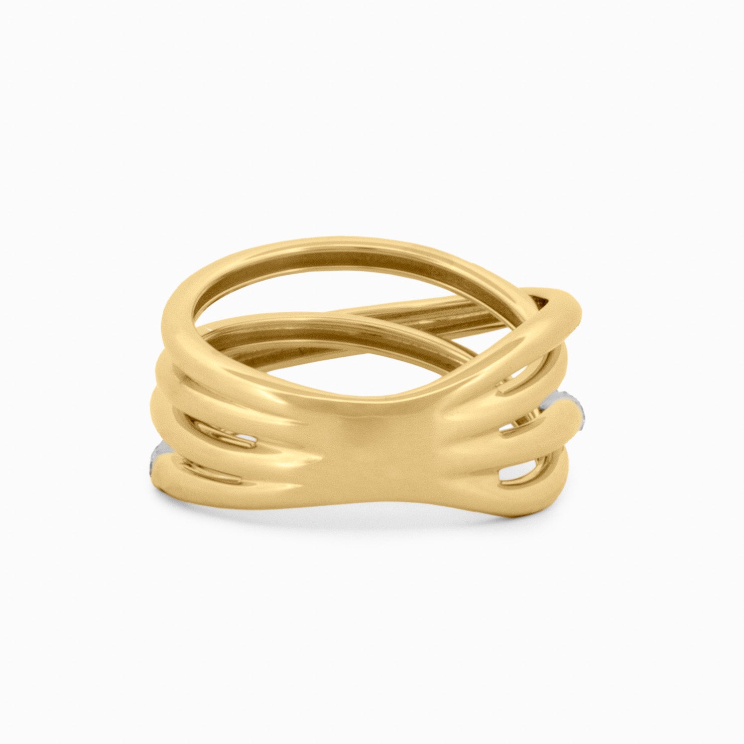 Crossover Ring with Pavé Diamond Band