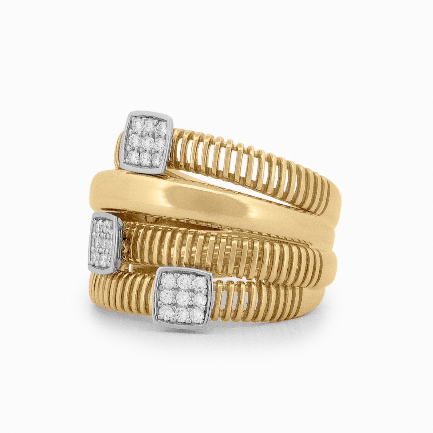 Four Row Ring with Square Diamond Accents