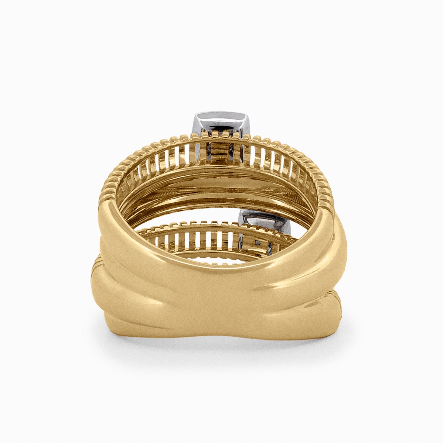 Four Row Ring with Square Diamond Accents