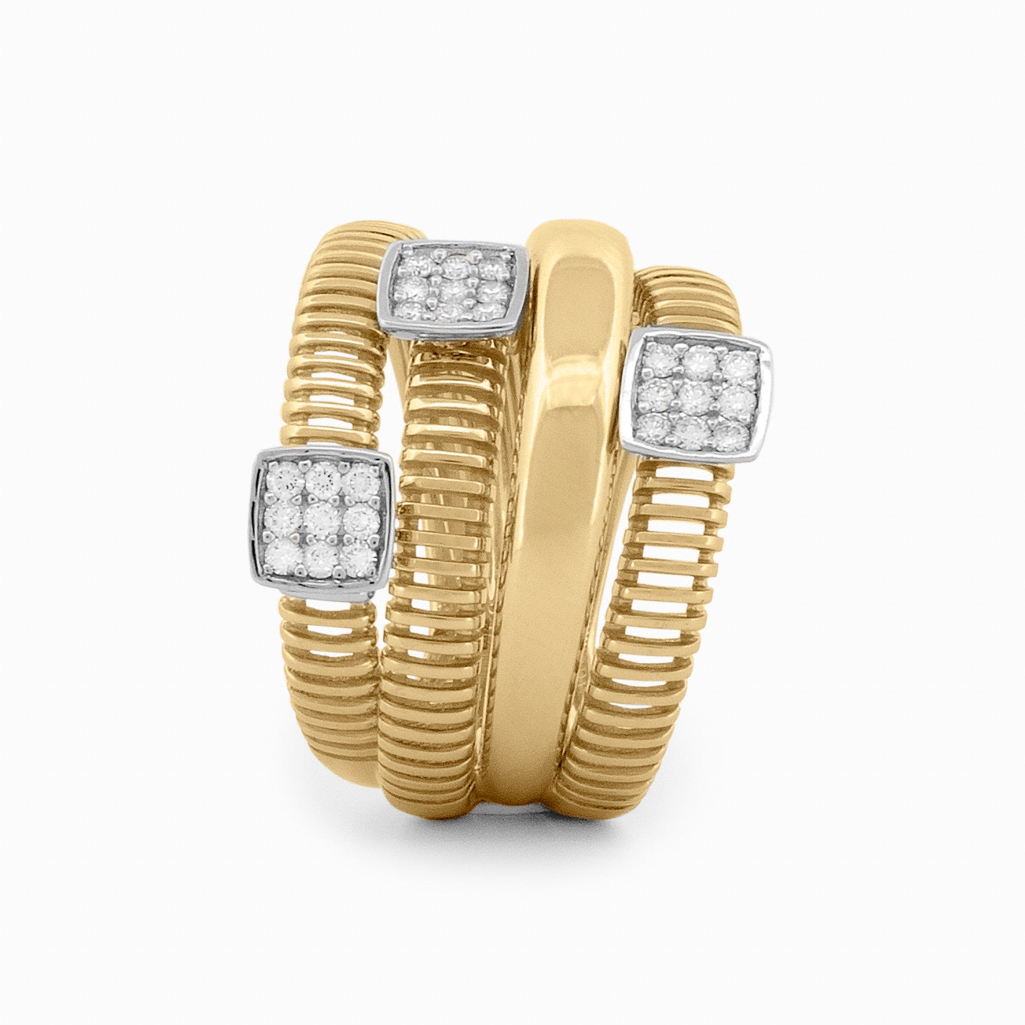 Four Row Ring with Square Diamond Accents