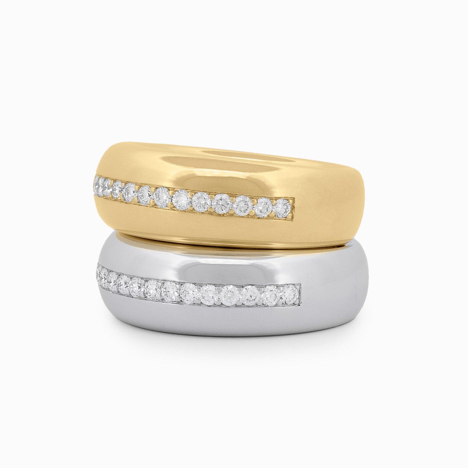 Domed Ring with Middle Diamond Row