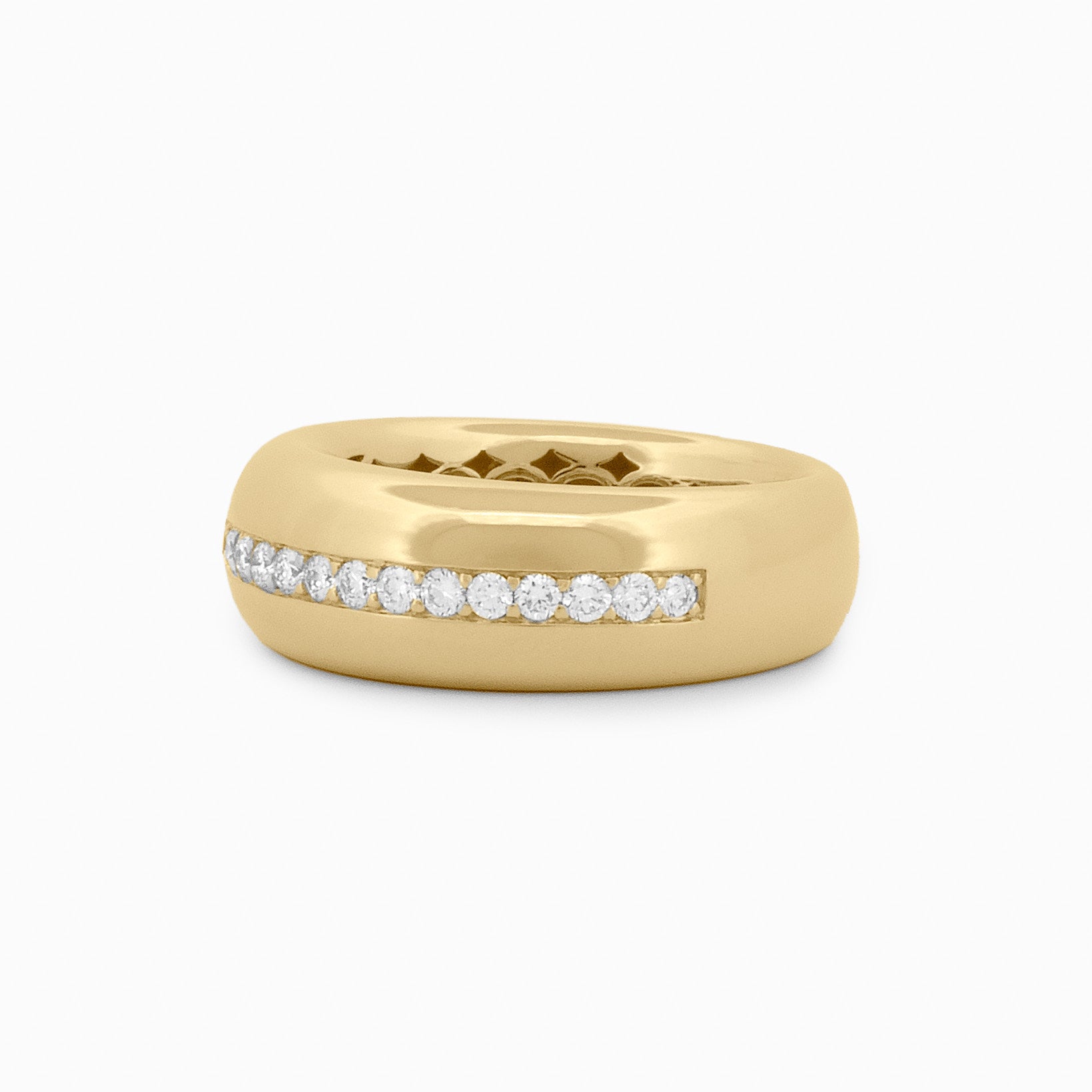 Domed Ring with Middle Diamond Row