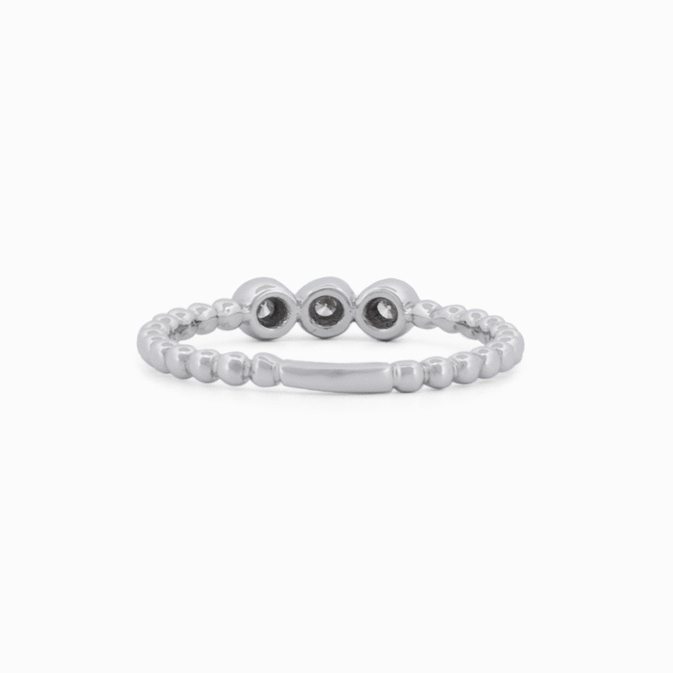 Delicate Beaded Ring With Diamond Centerpiece
