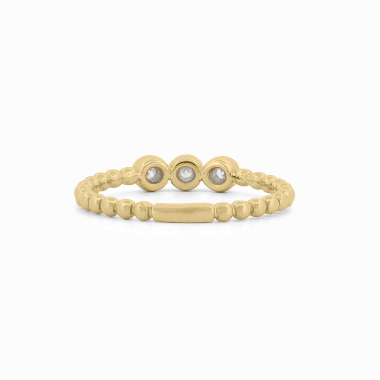 Delicate Beaded Ring With Diamond Centerpiece