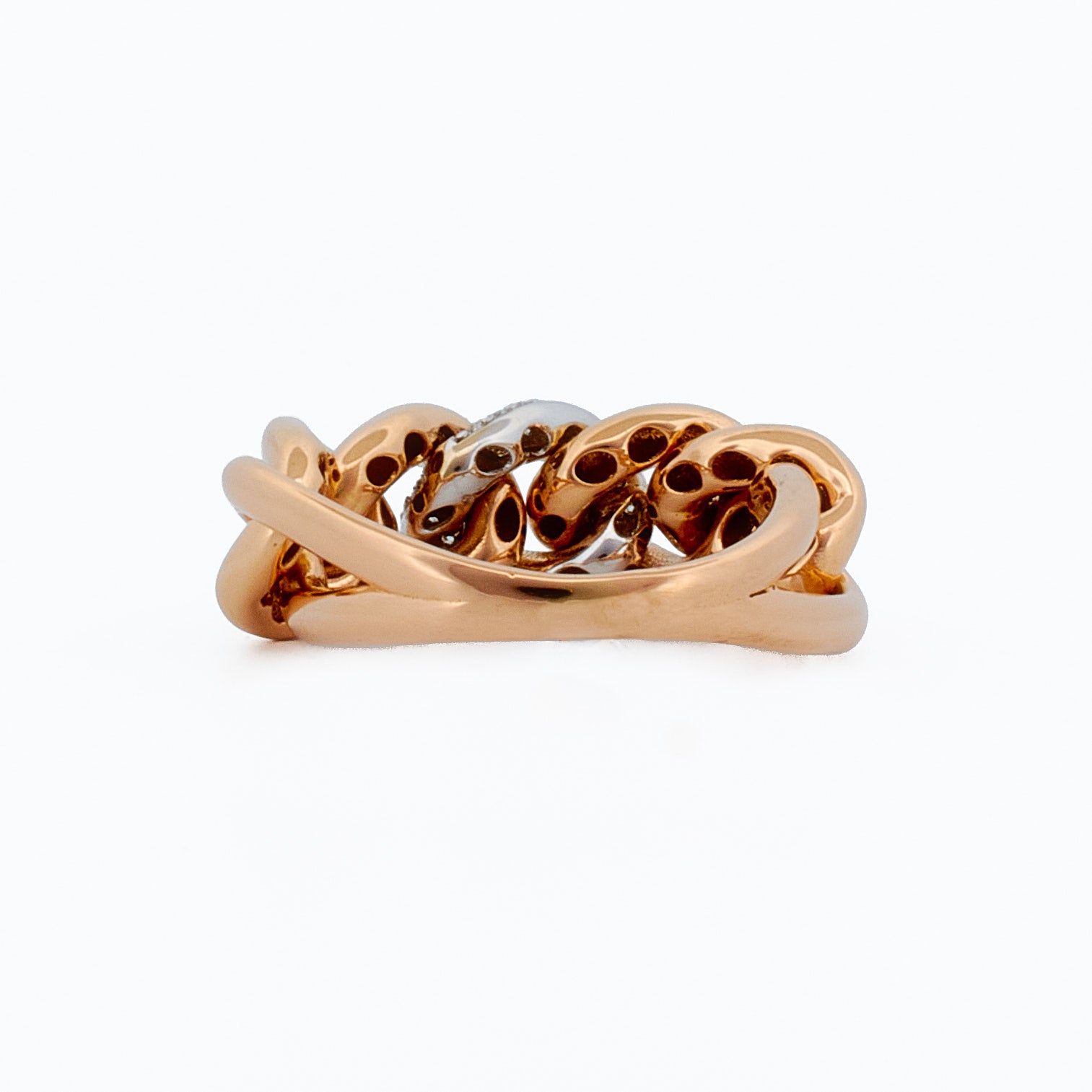 Chunky Chain Ring with Pavé Diamond Centerpiece