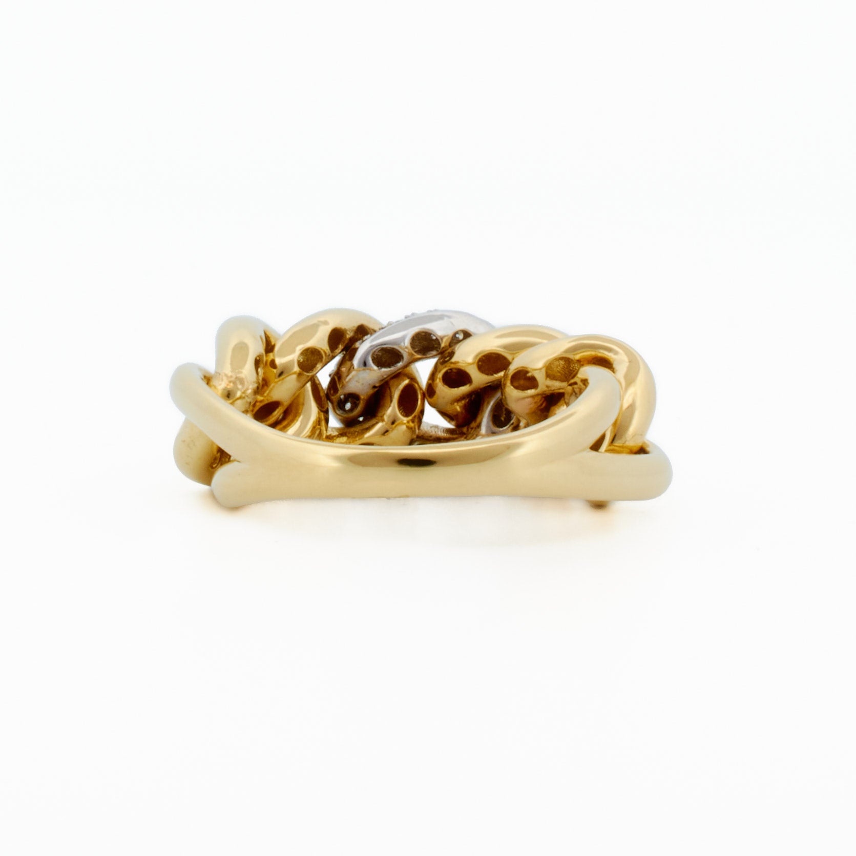 Chunky Chain Ring with Pavé Diamond Centerpiece