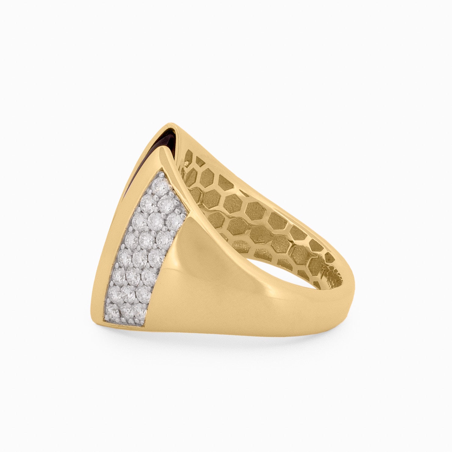 Open-Top Ring with Onyx and Diamonds