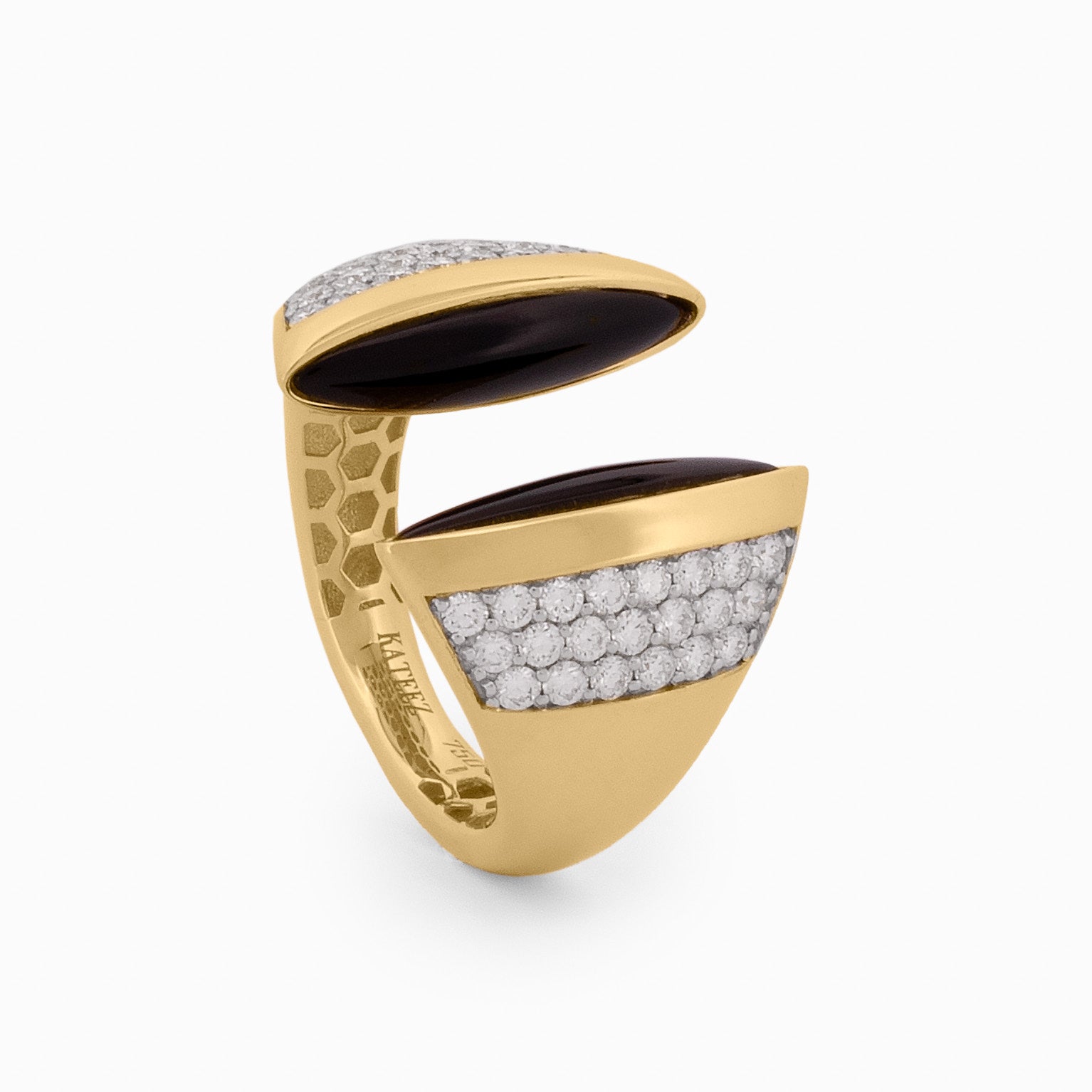 Open-Top Ring with Onyx and Diamonds