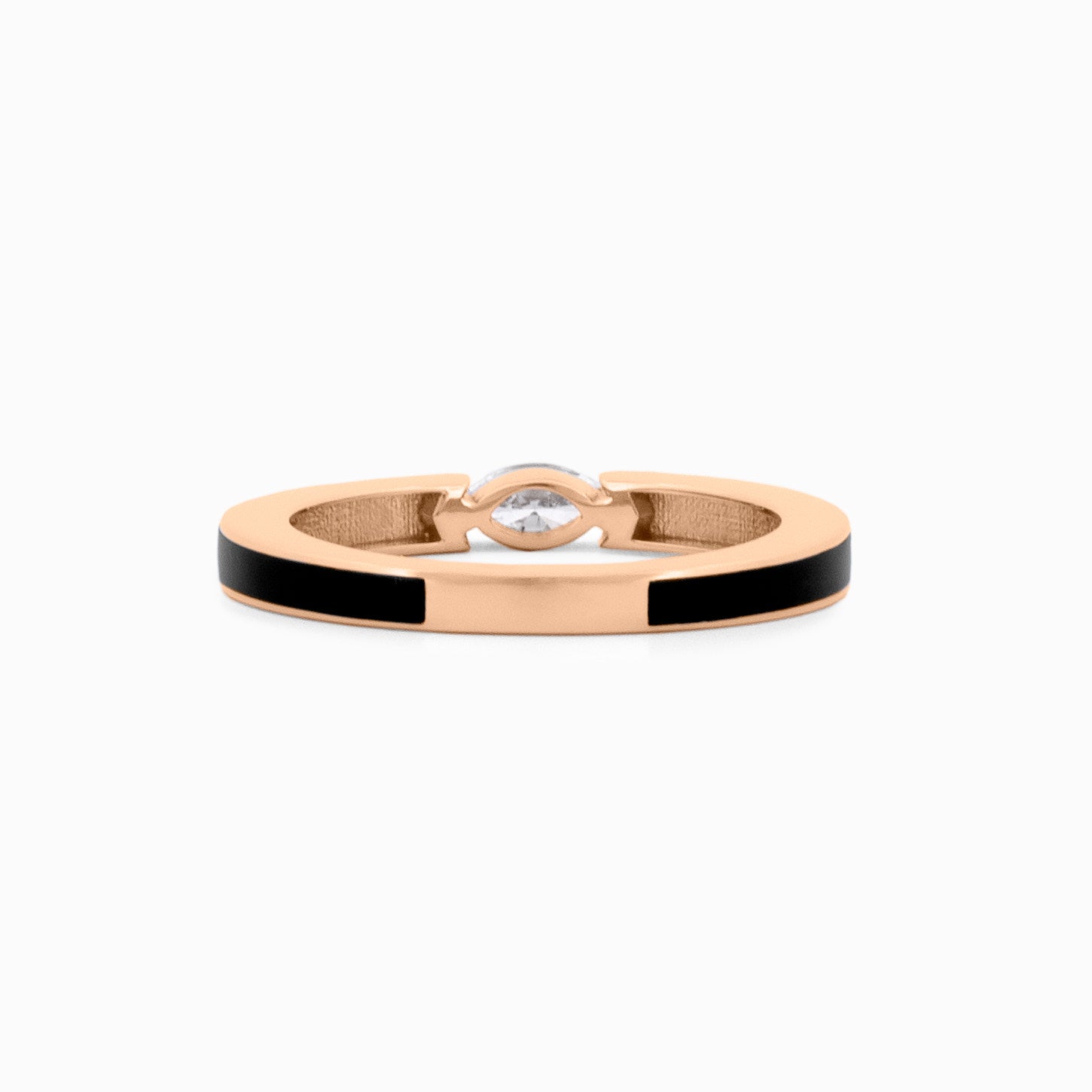 Black Enamel Ring with Marquise Diamond