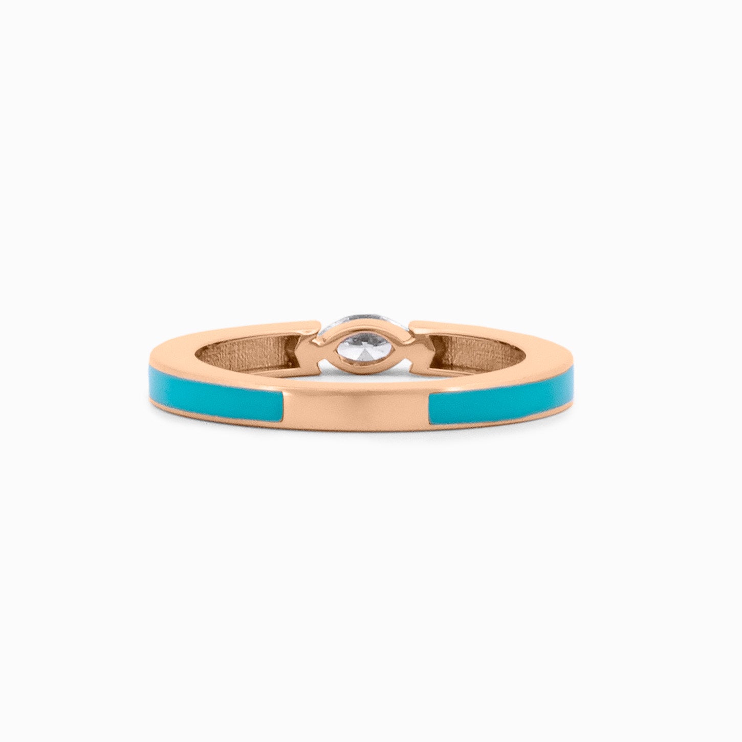 Turquoise Enamel Ring with Marquise Diamond