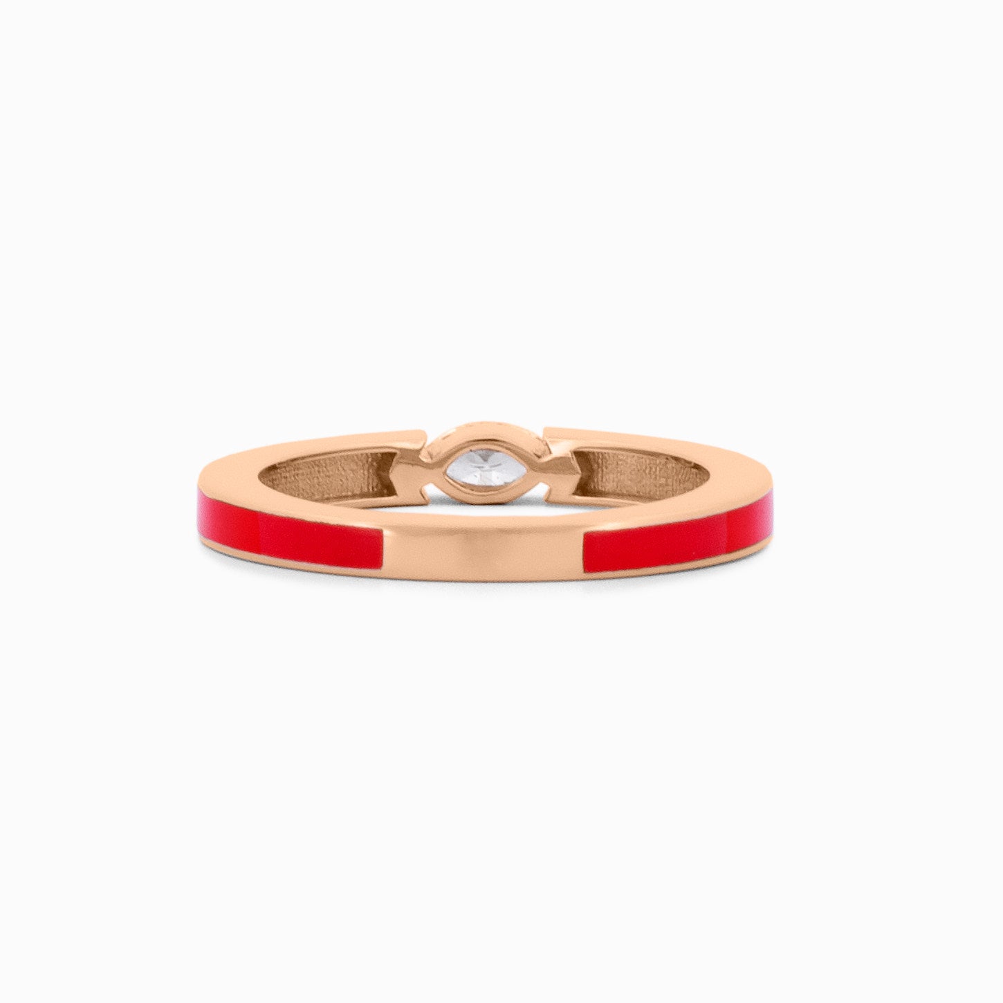 Red Enamel Ring with Marquise Diamond