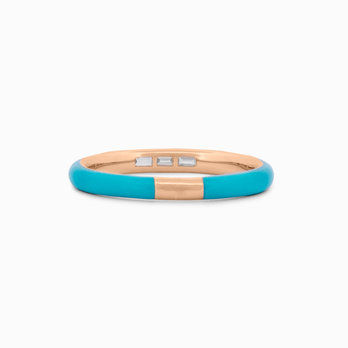 Turqoise Enamel Baguette Diamond Ring