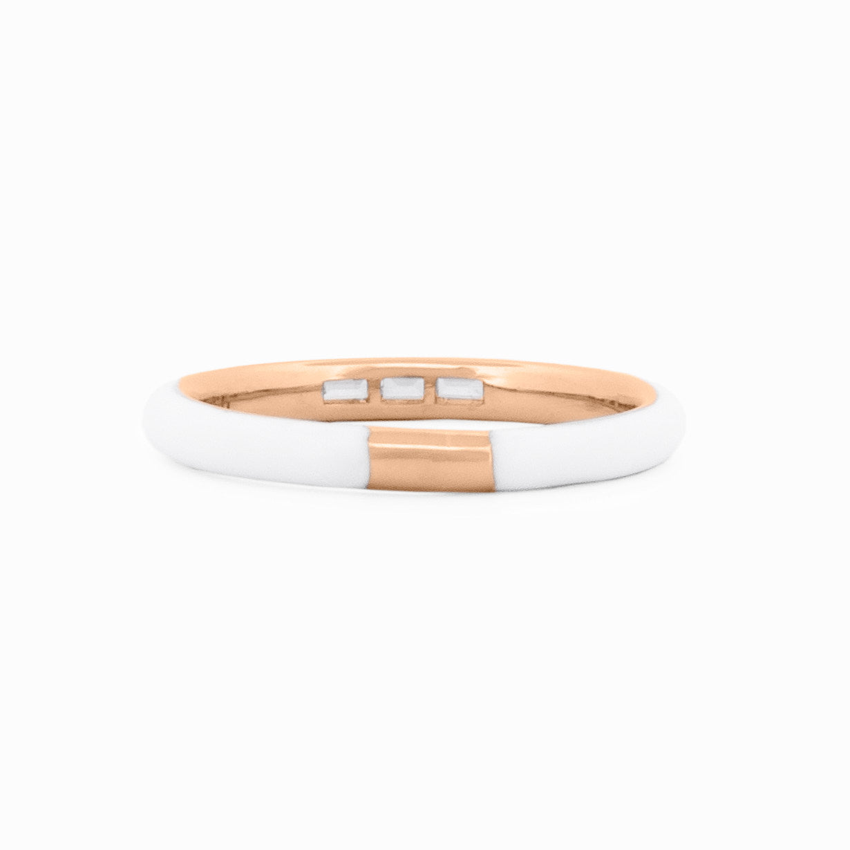 White Enamel Baguette Diamond Ring