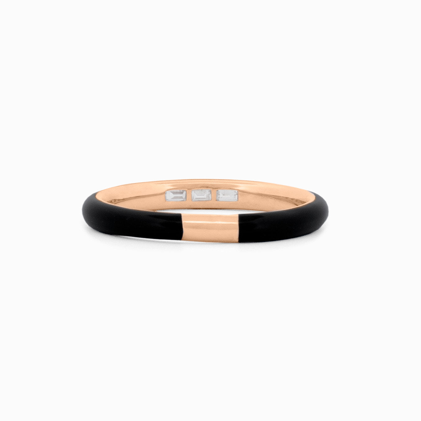 Black Enamel Baguette Diamond Ring