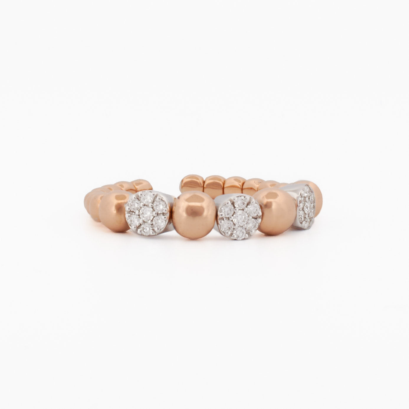 Two-Tone Gold Beaded Diamond Accent Ring
