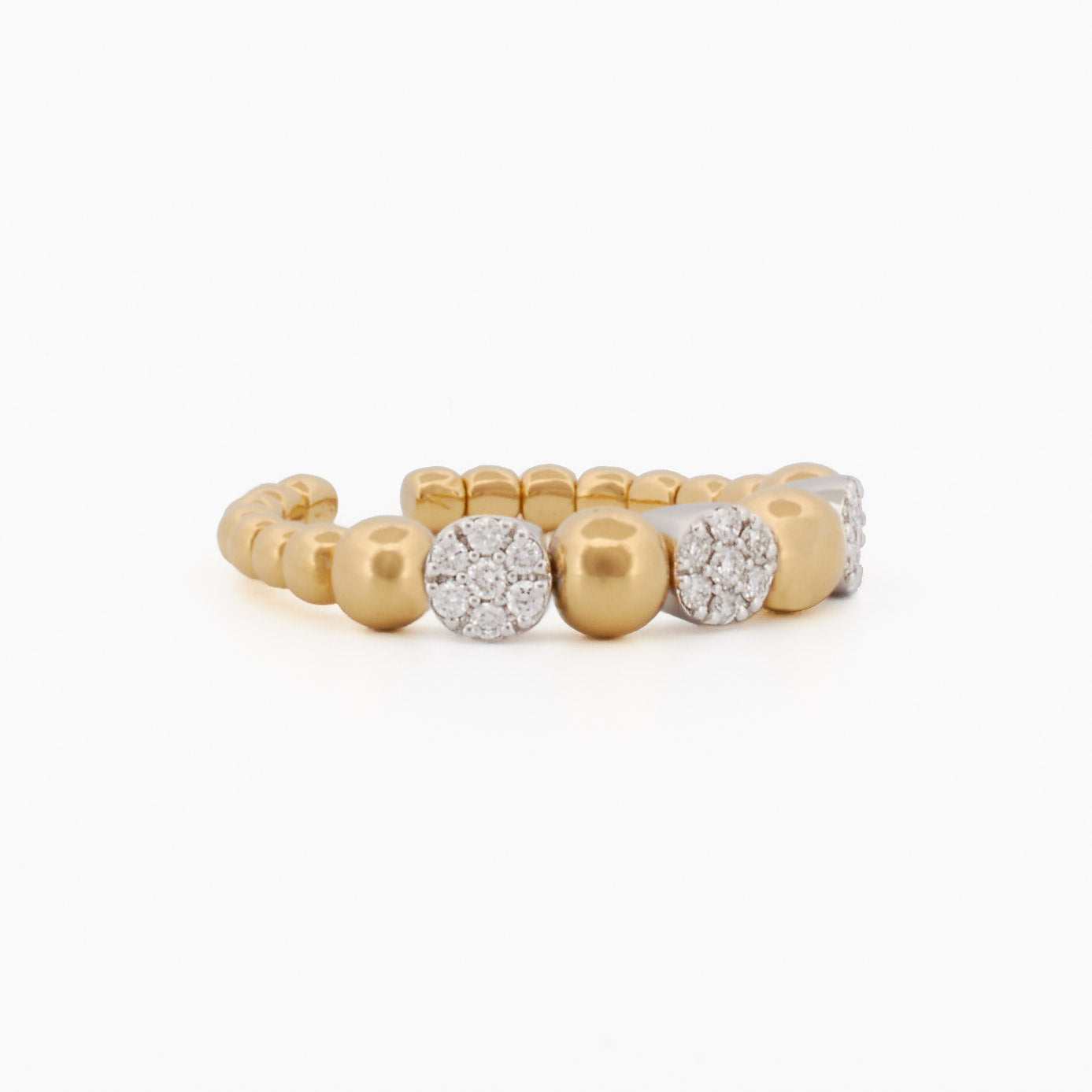 Two-Tone Gold Beaded Diamond Accent Ring