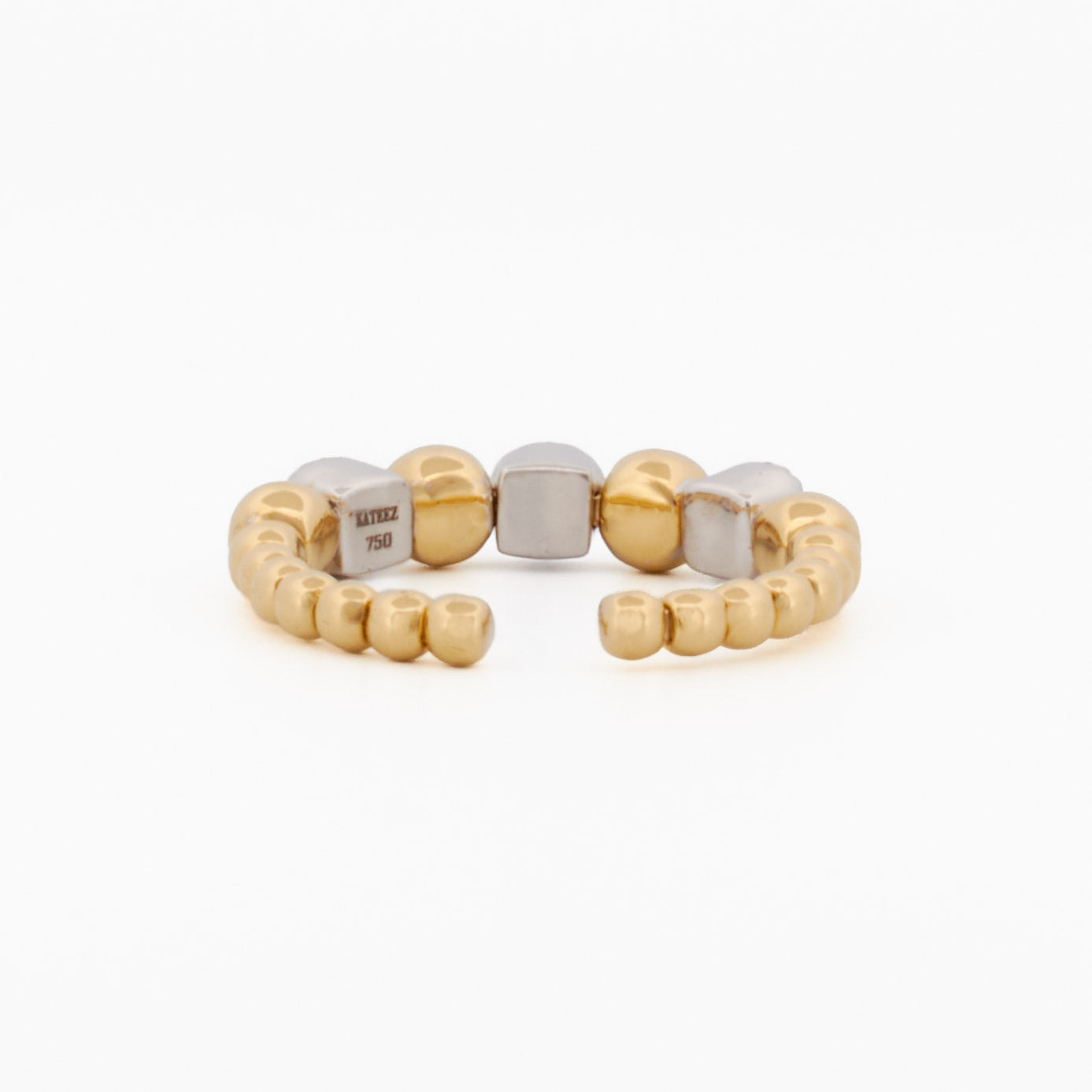 Two-Tone Gold Beaded Diamond Accent Ring