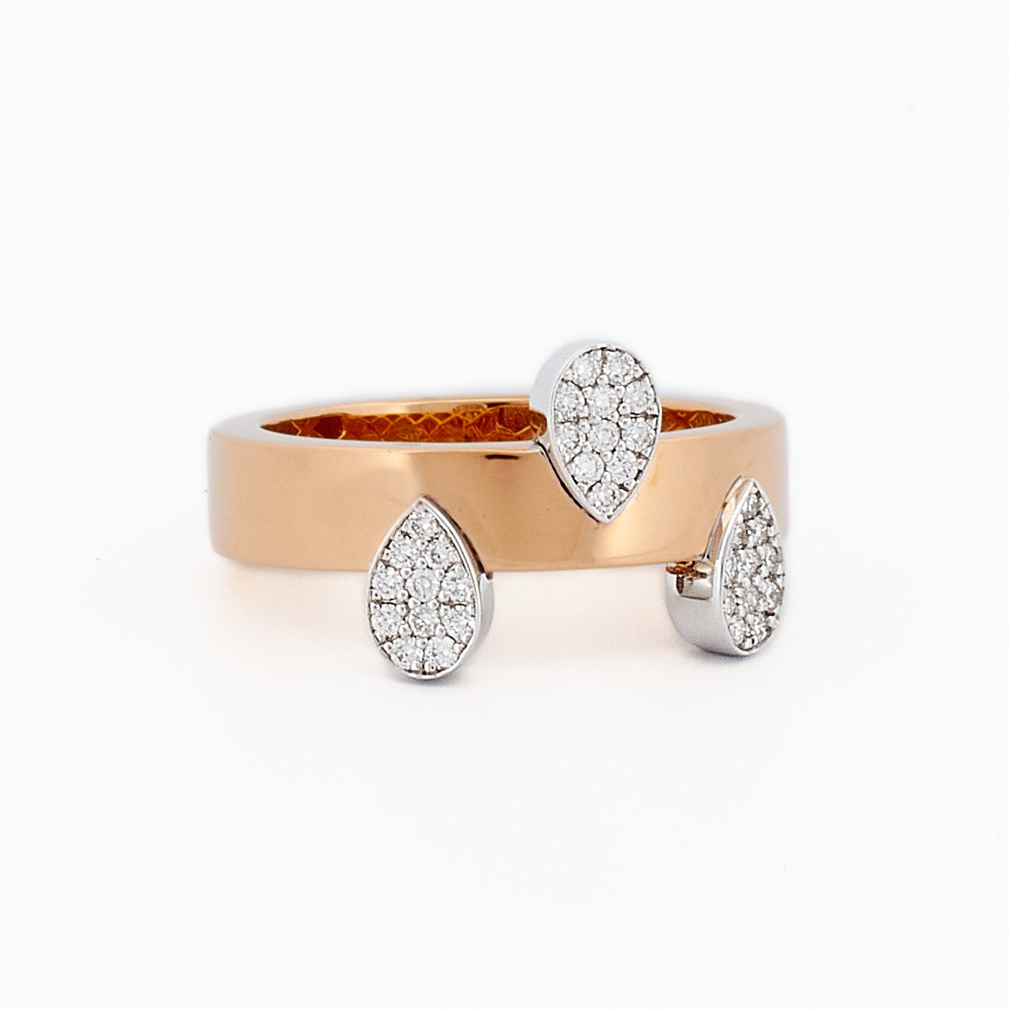Modern tear drop pave diamond Band