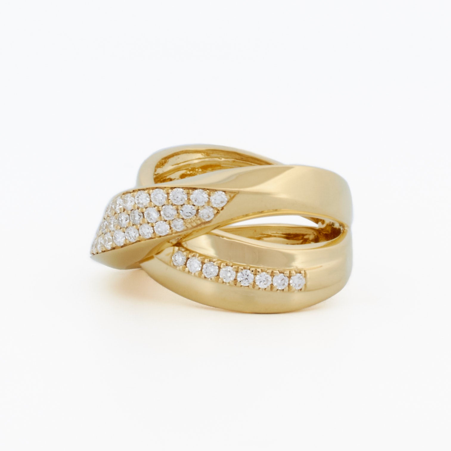 Bold Diamond Crossover Ring
