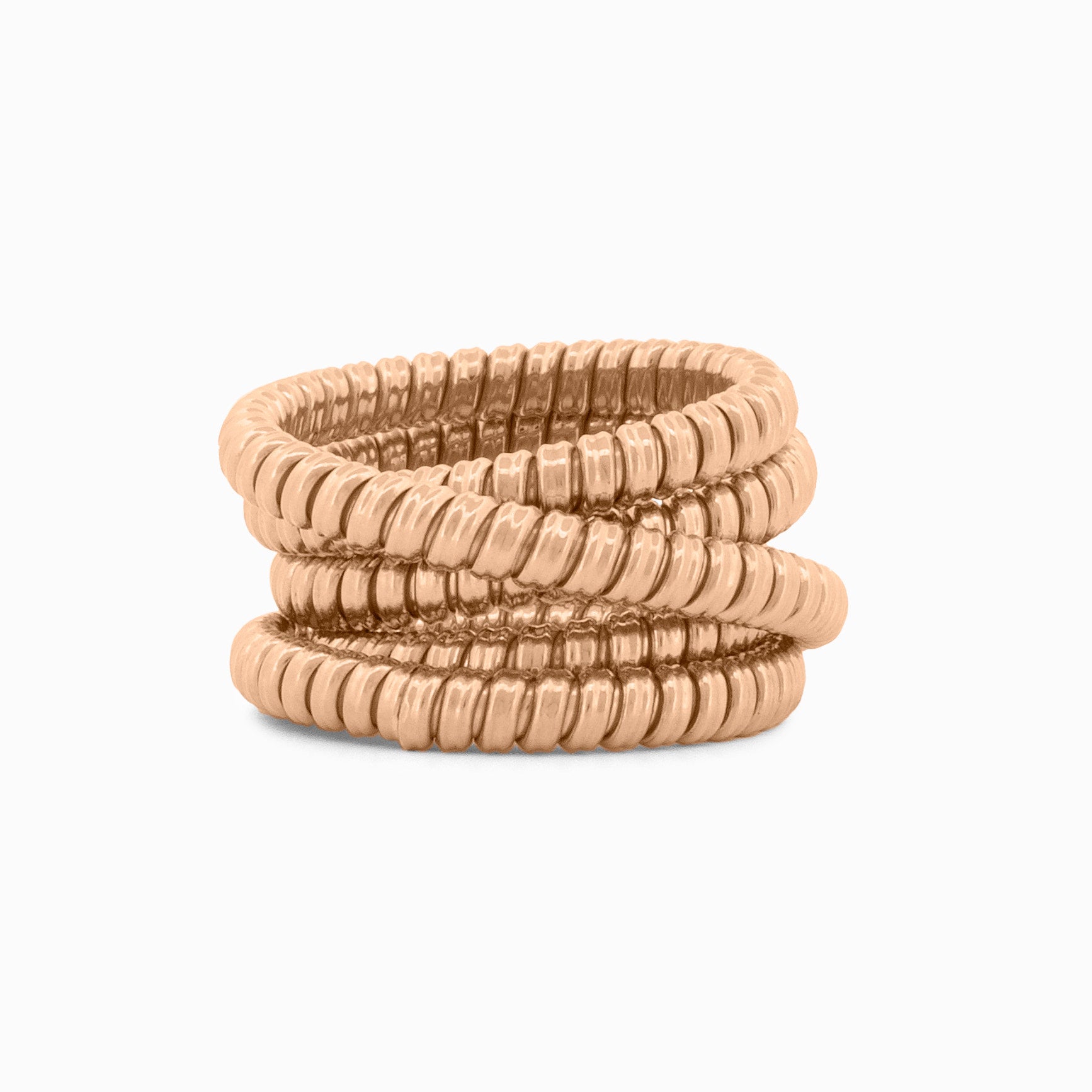 Flexible Spiral Tubogas Ring with Round Pavé Diamond