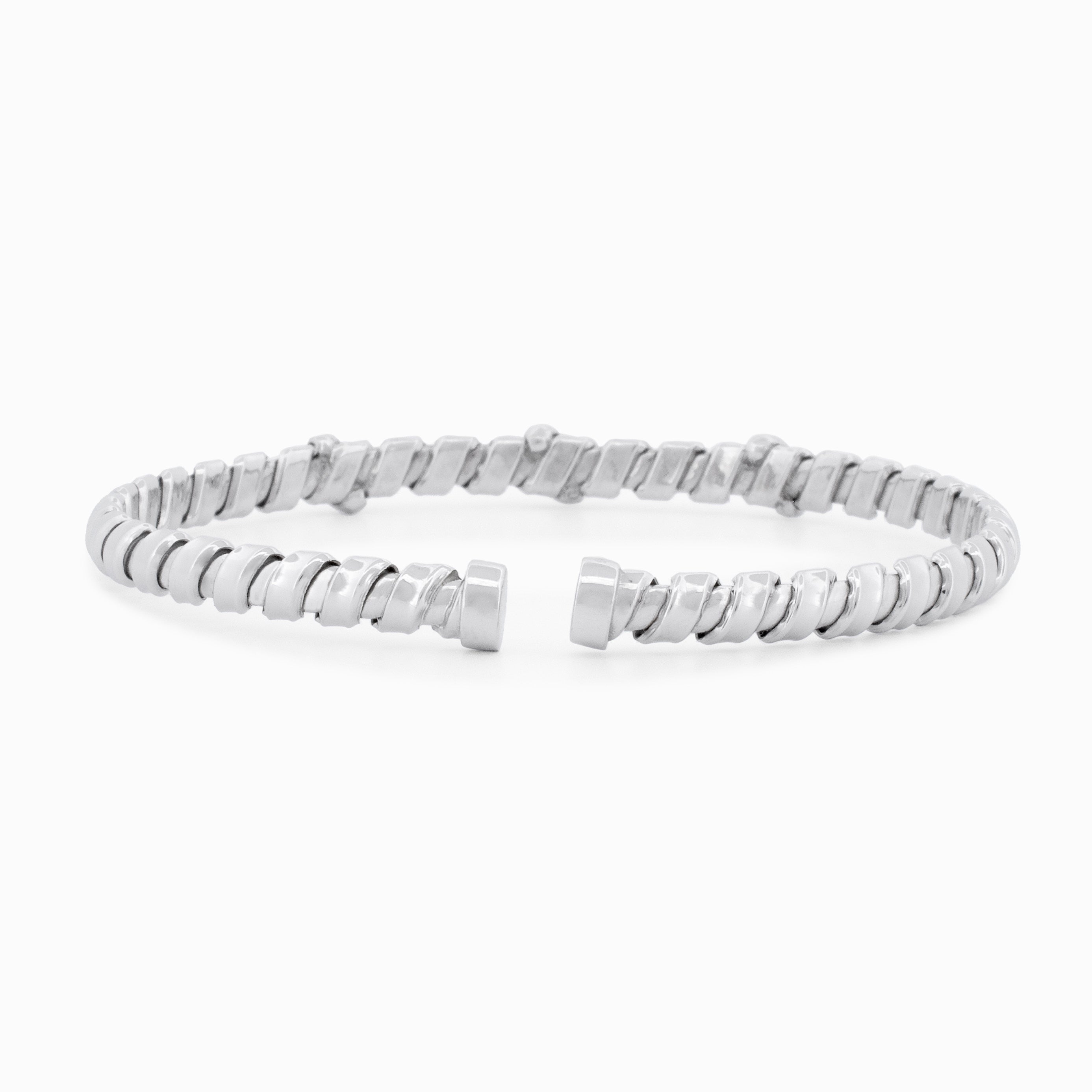 Flexible Gold Bangle with Diamond Stations