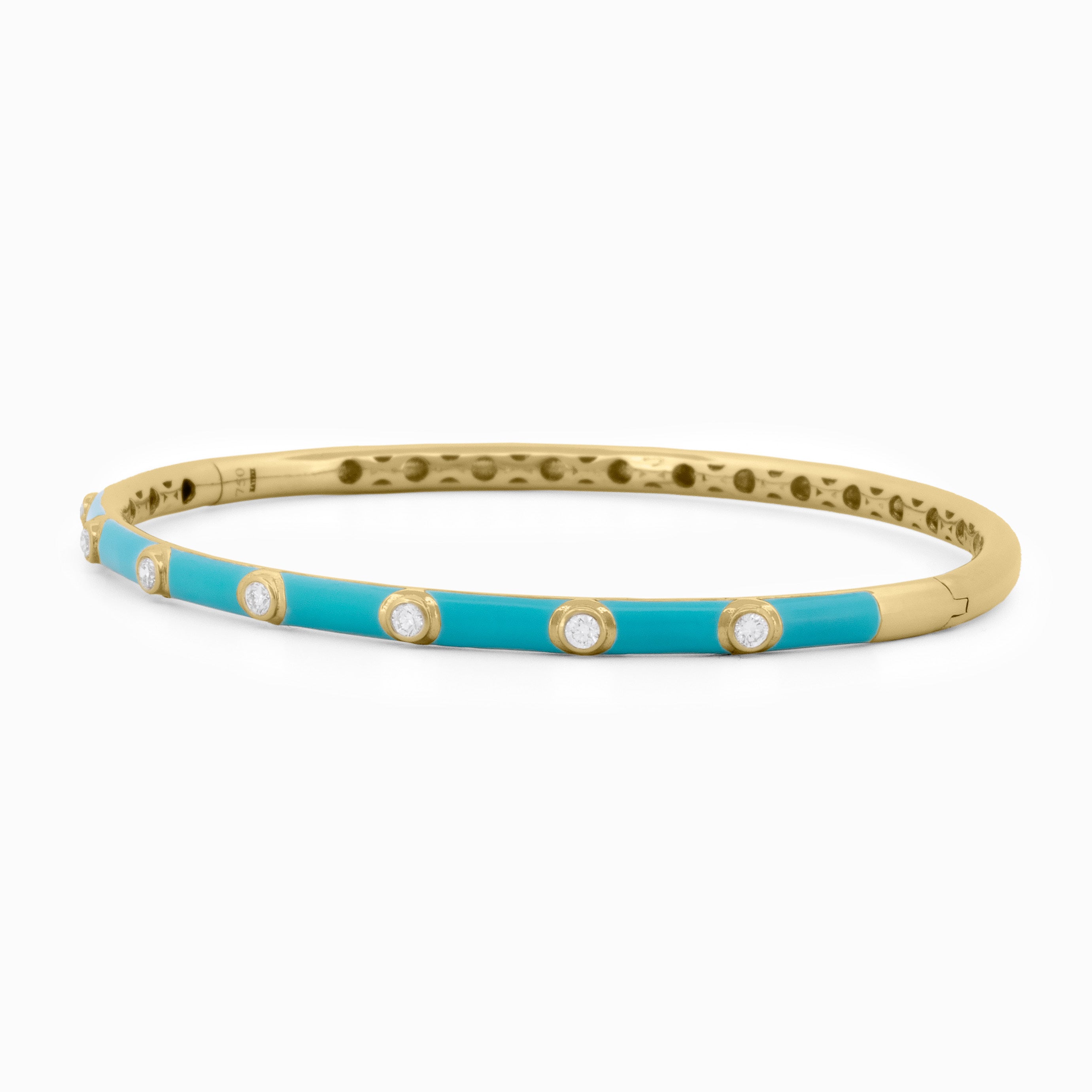 Turquoise Enamel and Diamond Bangle