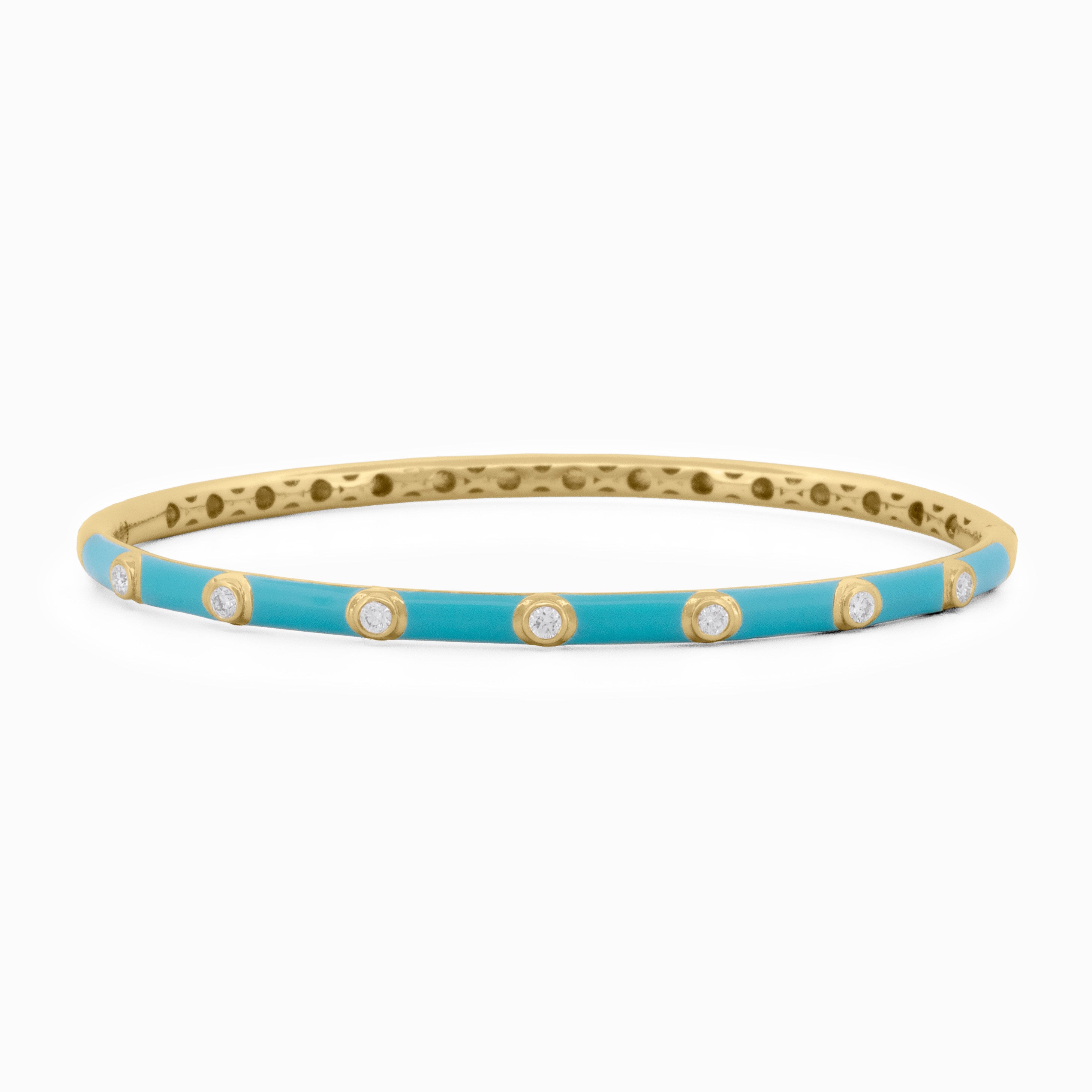 Turquoise Enamel and Diamond Bangle