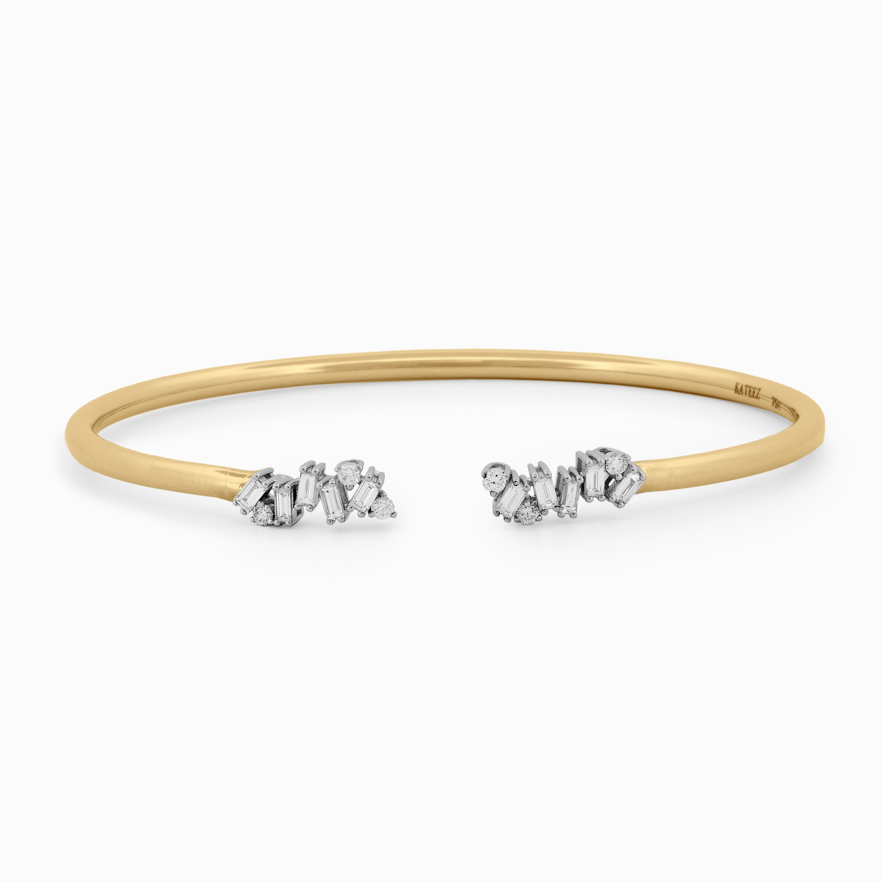 Open Cuff Bracelet with Baguette Shaped Diamonds