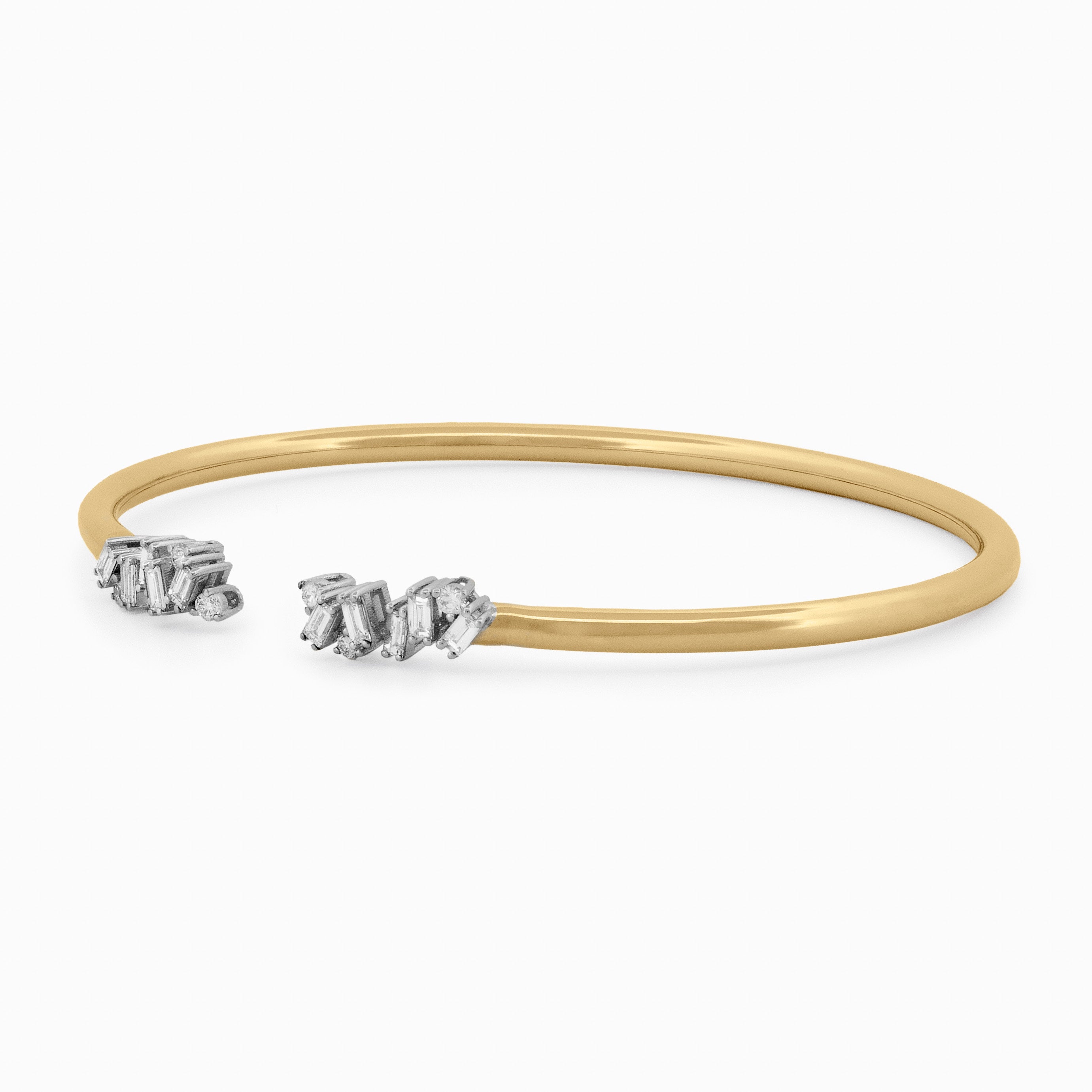 Open Cuff Bracelet with Baguette Shaped Diamonds