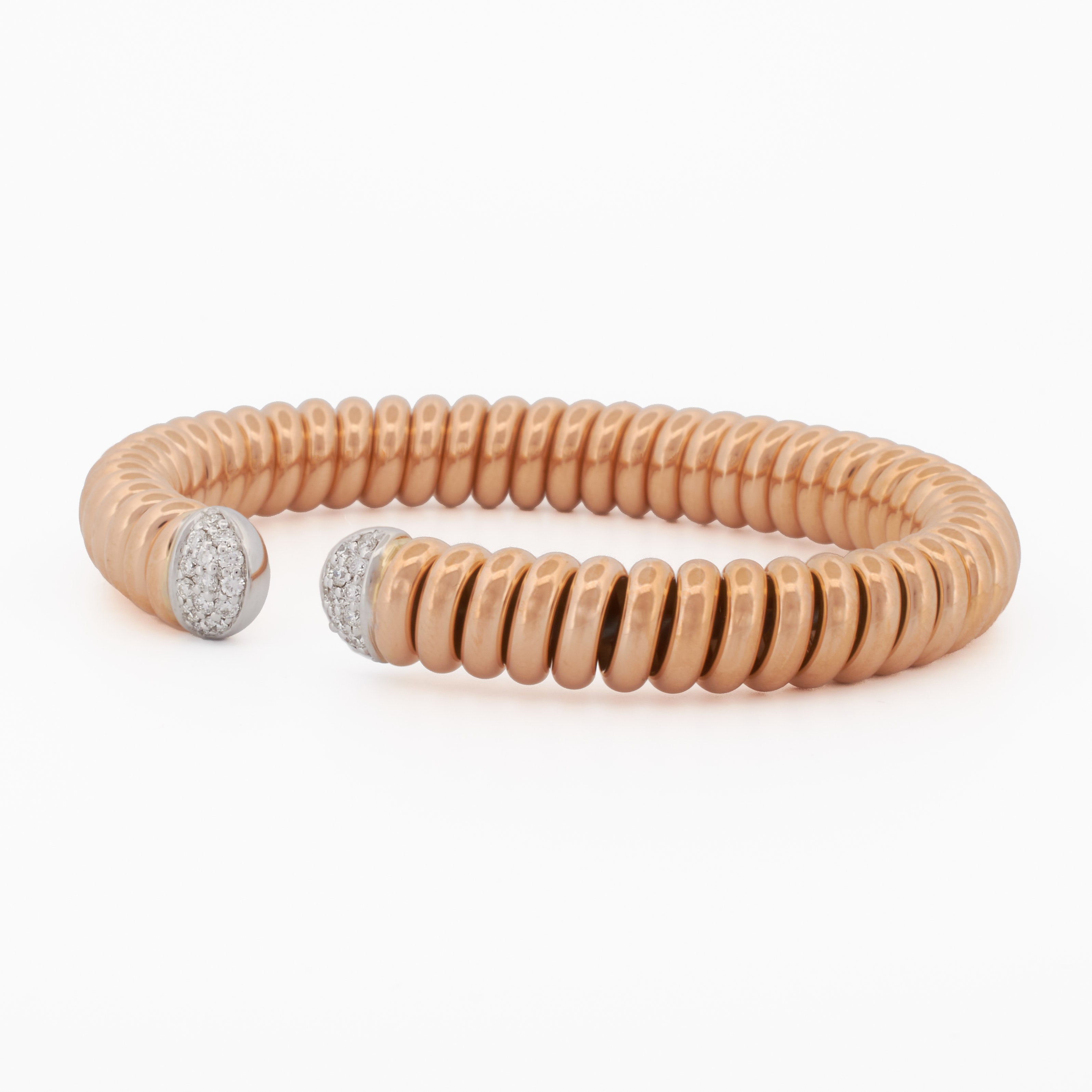 Bold Coil Bangle with Diamond Pavé Caps