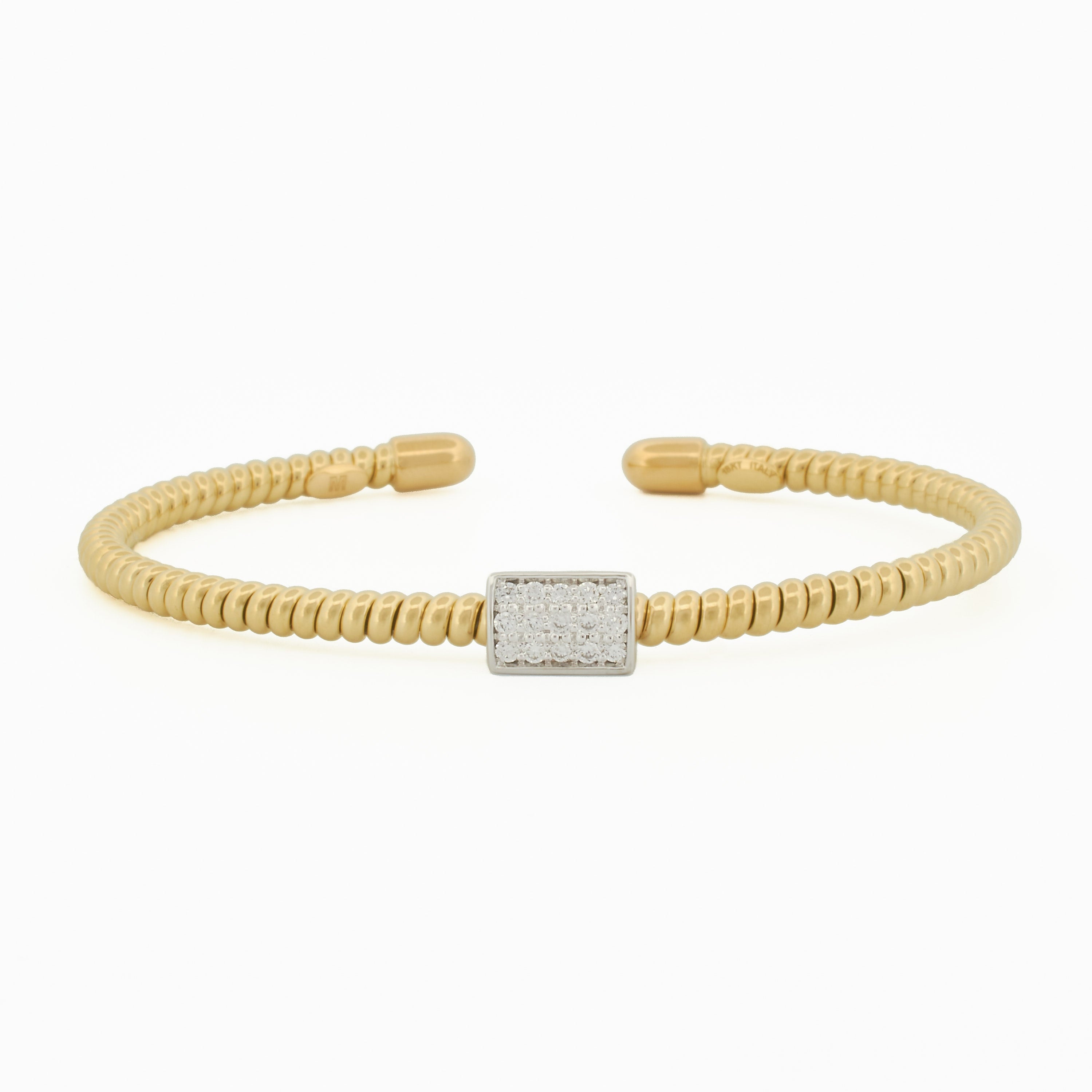 Open Coil Bangle with Diamond Pavé Rectangle