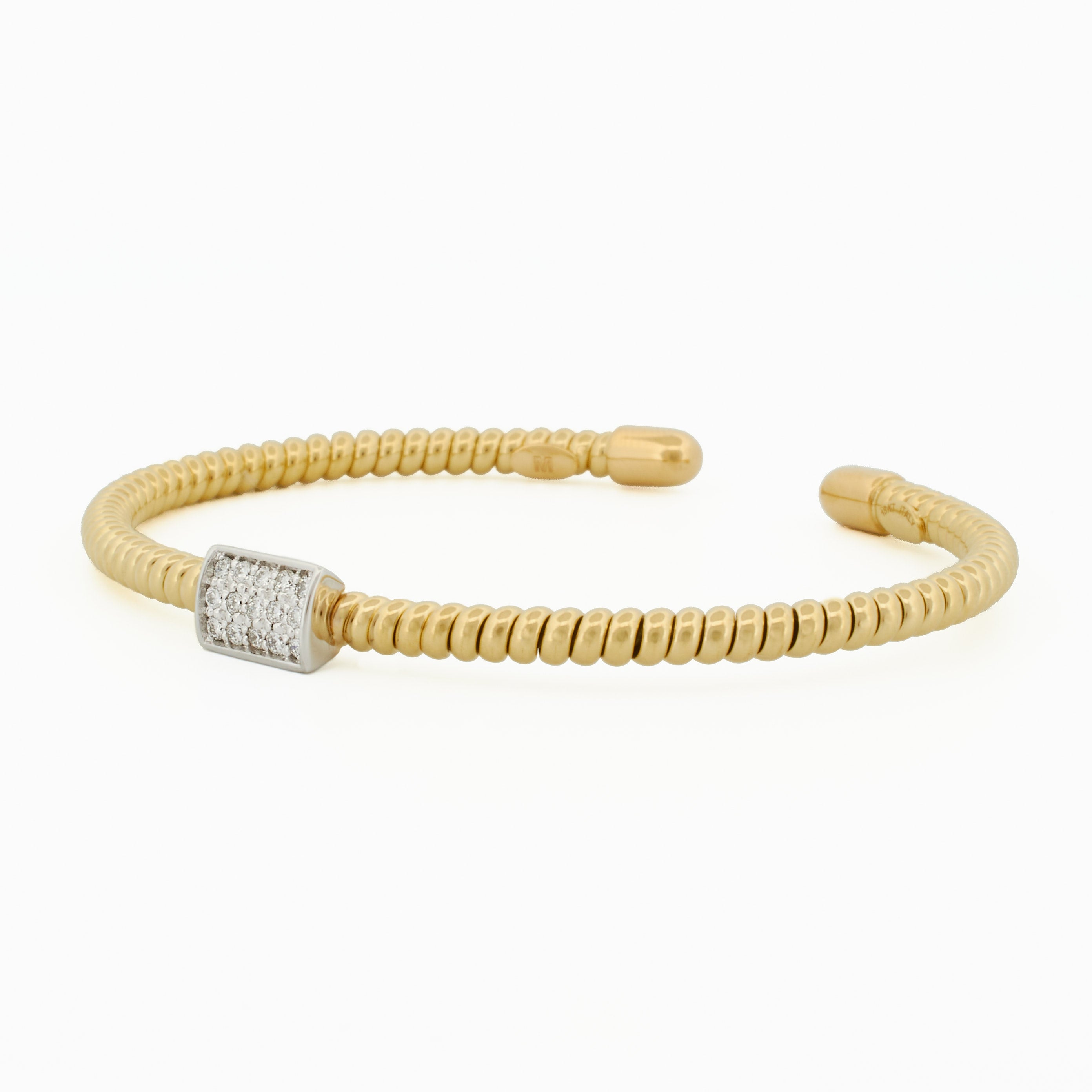 Open Coil Bangle with Diamond Pavé Rectangle