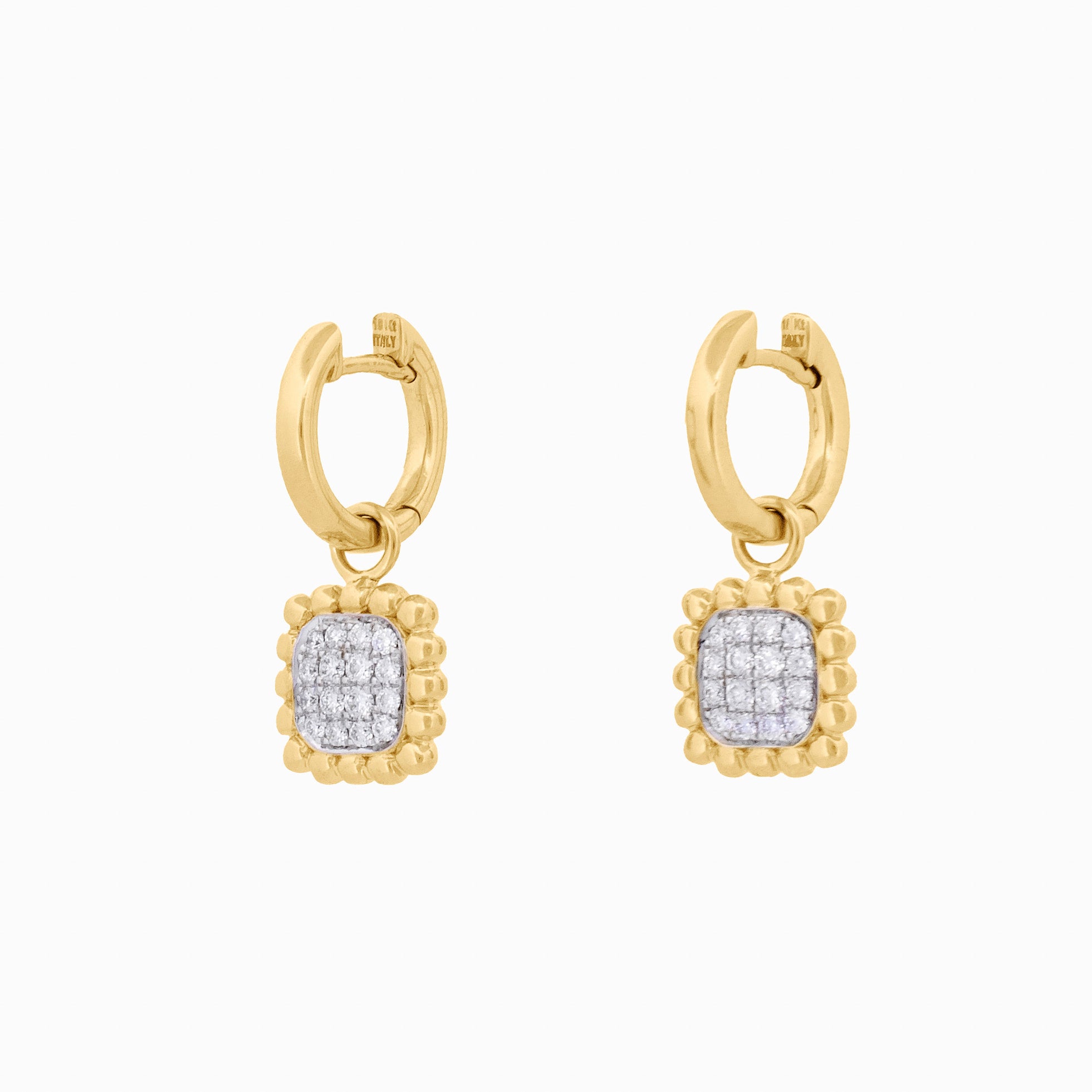 Gold Hoop Earrings with Removable Diamond Pavé Drops