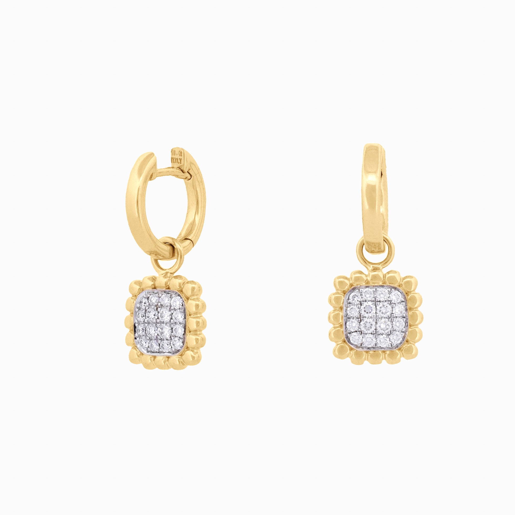 Gold Hoop Earrings with Removable Diamond Pavé Drops
