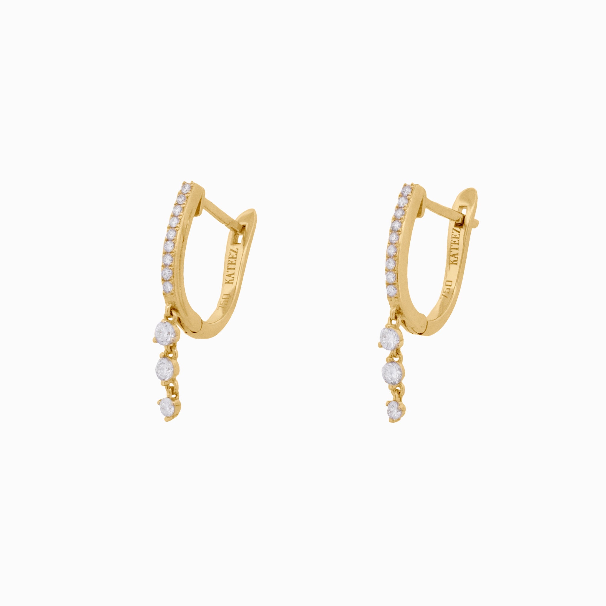 Diamond Hoop Earrings with Dangling Accents