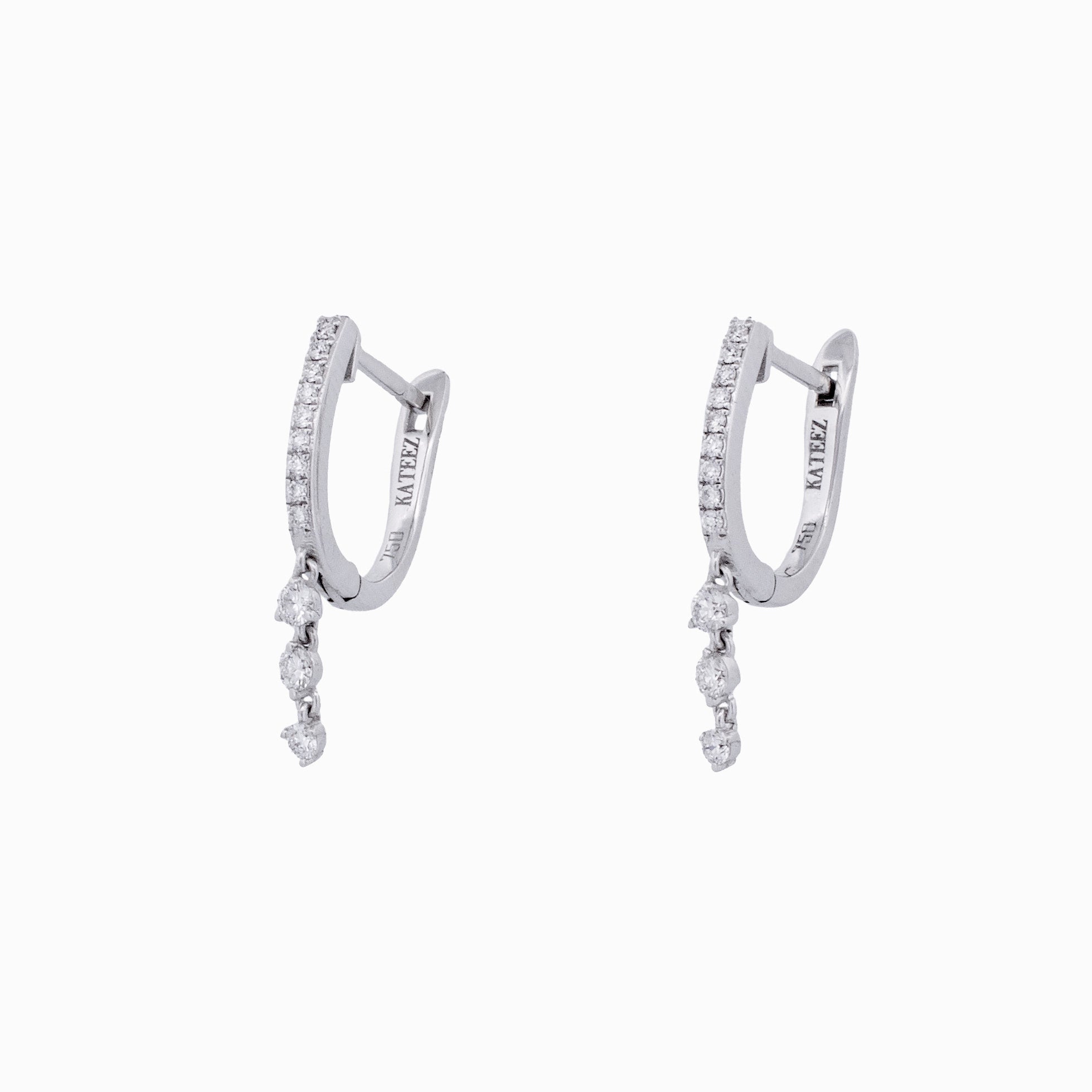 Diamond Hoop Earrings with Dangling Accents