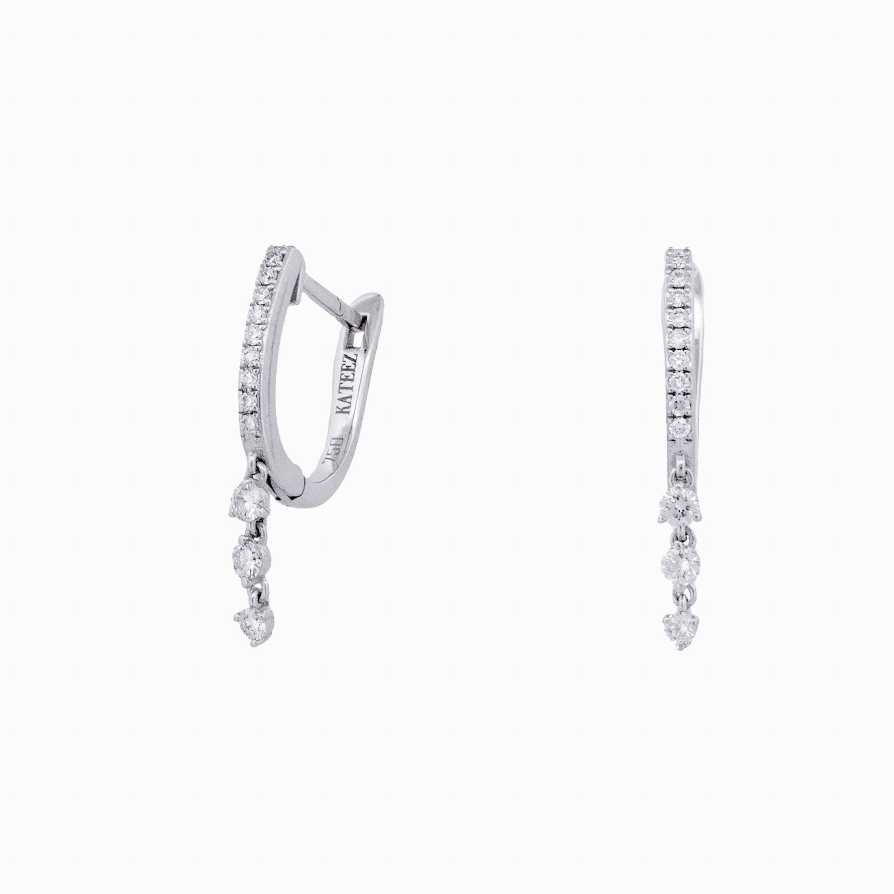 Diamond Hoop Earrings with Dangling Accents