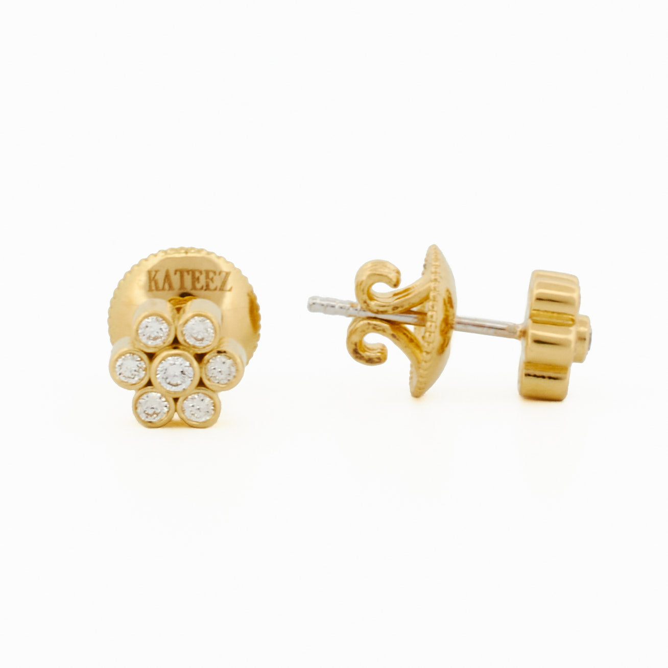 Diamond Flower Stud Earrings