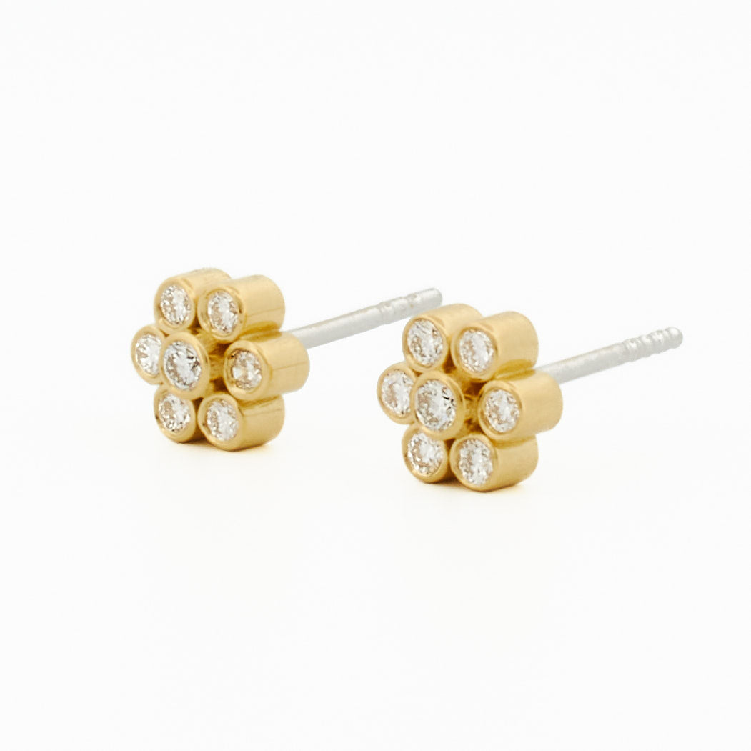 Diamond Flower Stud Earrings