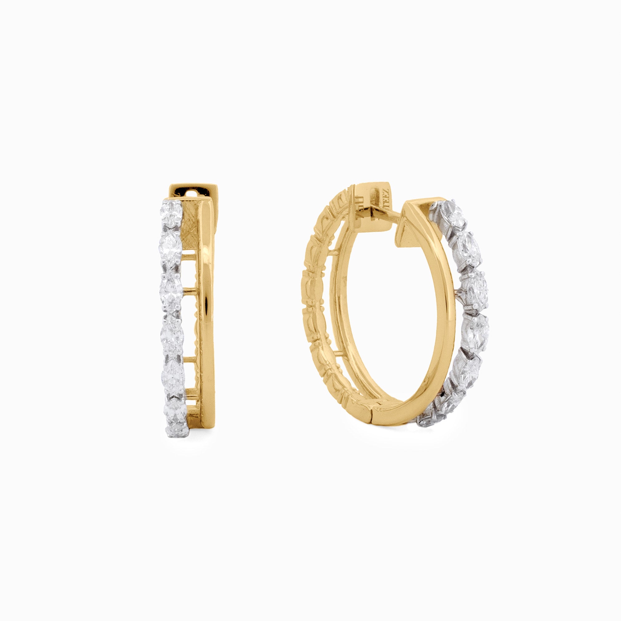 Diamond Marquise Hoop Earrings